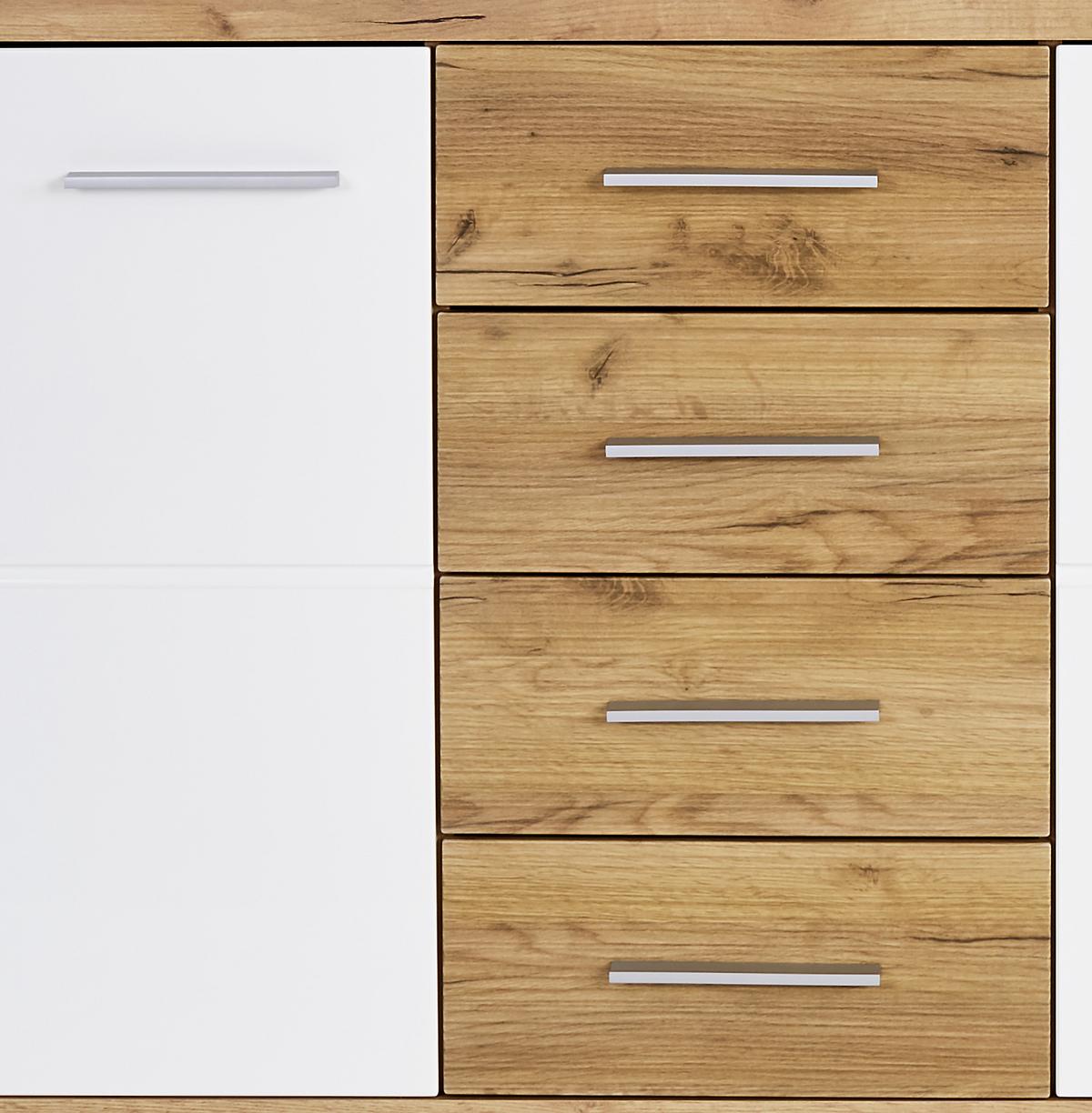 Comodă Malta - alb/culoare lemn stejar, Modern, material pe bază de lemn (178,6/86/39,9cm) - Modern Living