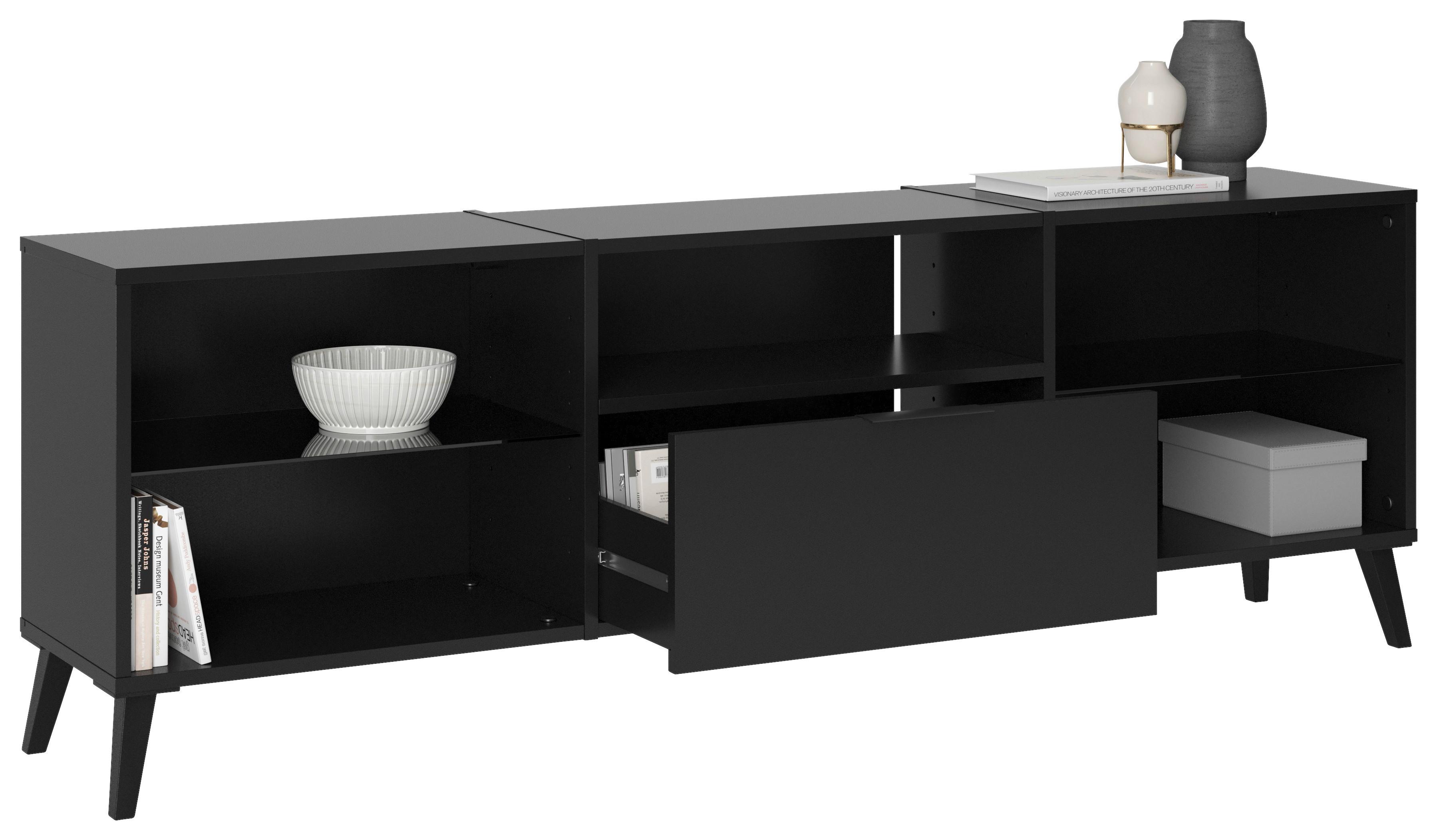 Lowboard in Schwarz - Schwarz, MODERN, Glas/Holzwerkstoff (153,5/40/32cm) - Mömax