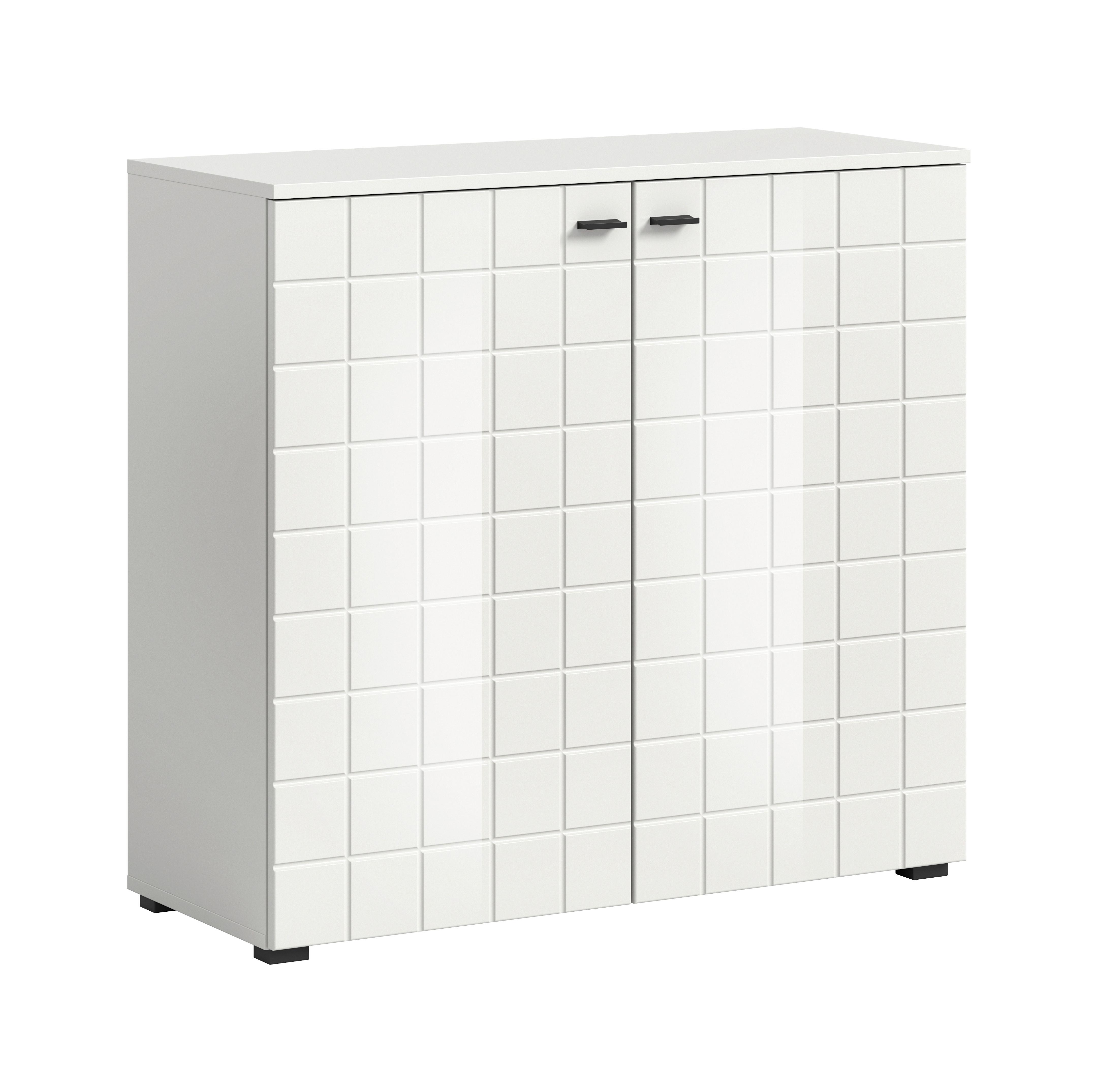 Komoda Monte, Bela - črna/bela, Design, umetna masa/leseni material (92/86/37cm) - MID.YOU