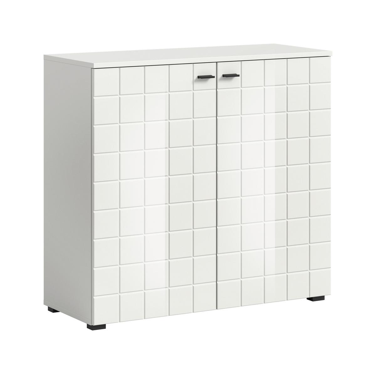 Komoda Monte, Bela - črna/bela, Design, umetna masa/leseni material (92/86/37cm) - MID.YOU