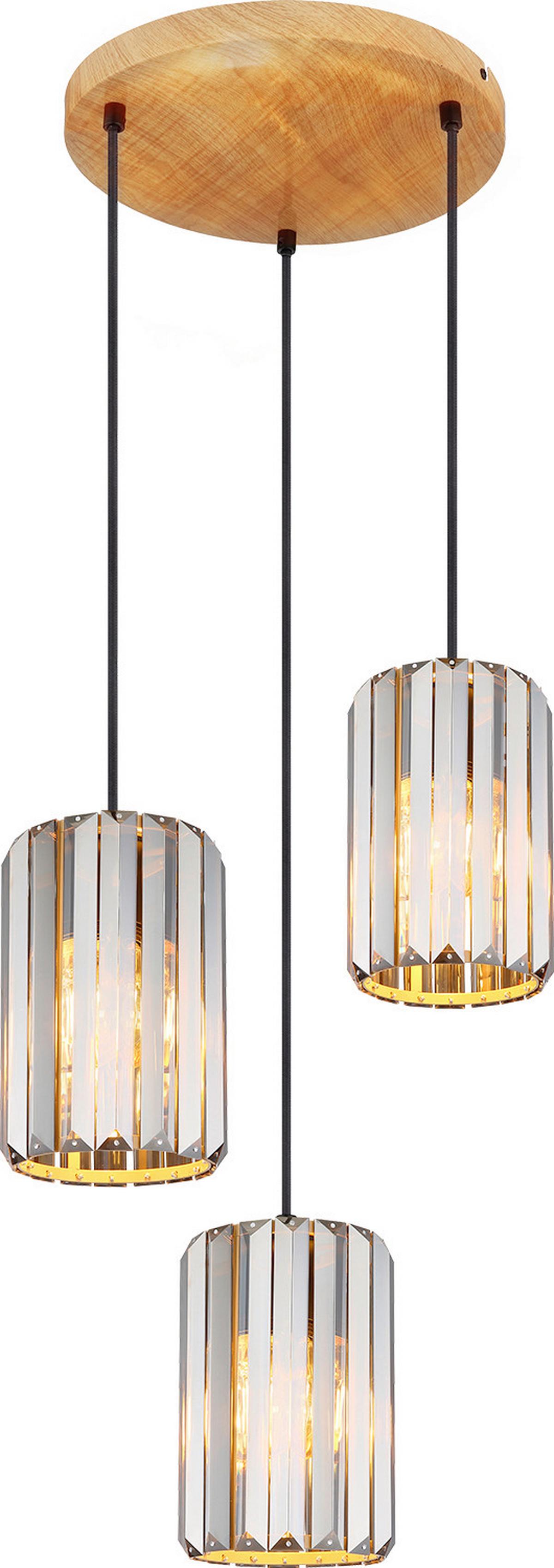 HÄNGELEUCHTE 30229346 RUN - Braun/Grau, Trend, Glas/Metall (35/120cm) - Globo