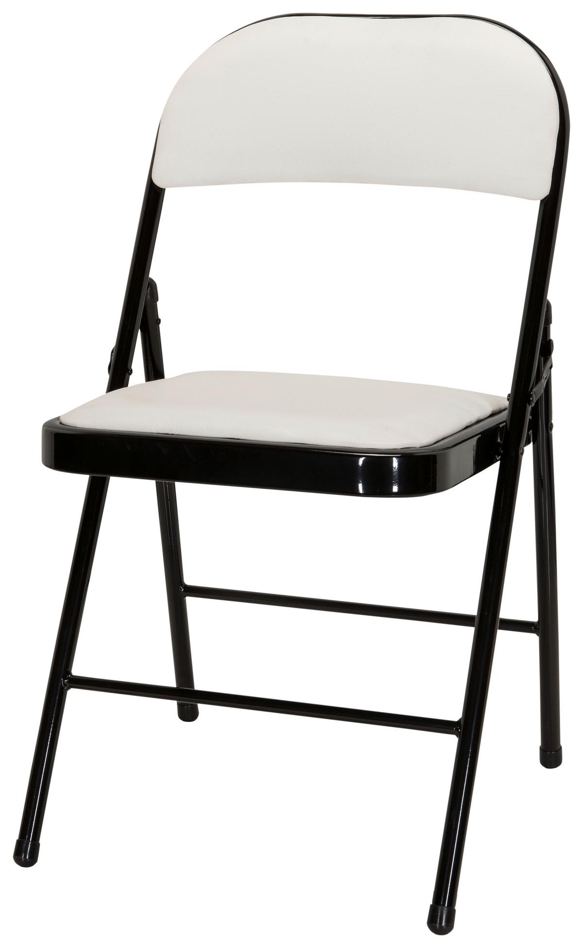Zložljiv Stol Tudela Pu, Bela - črna/bela, Basics, kovina/tekstil (44/80/49cm) - MID.YOU