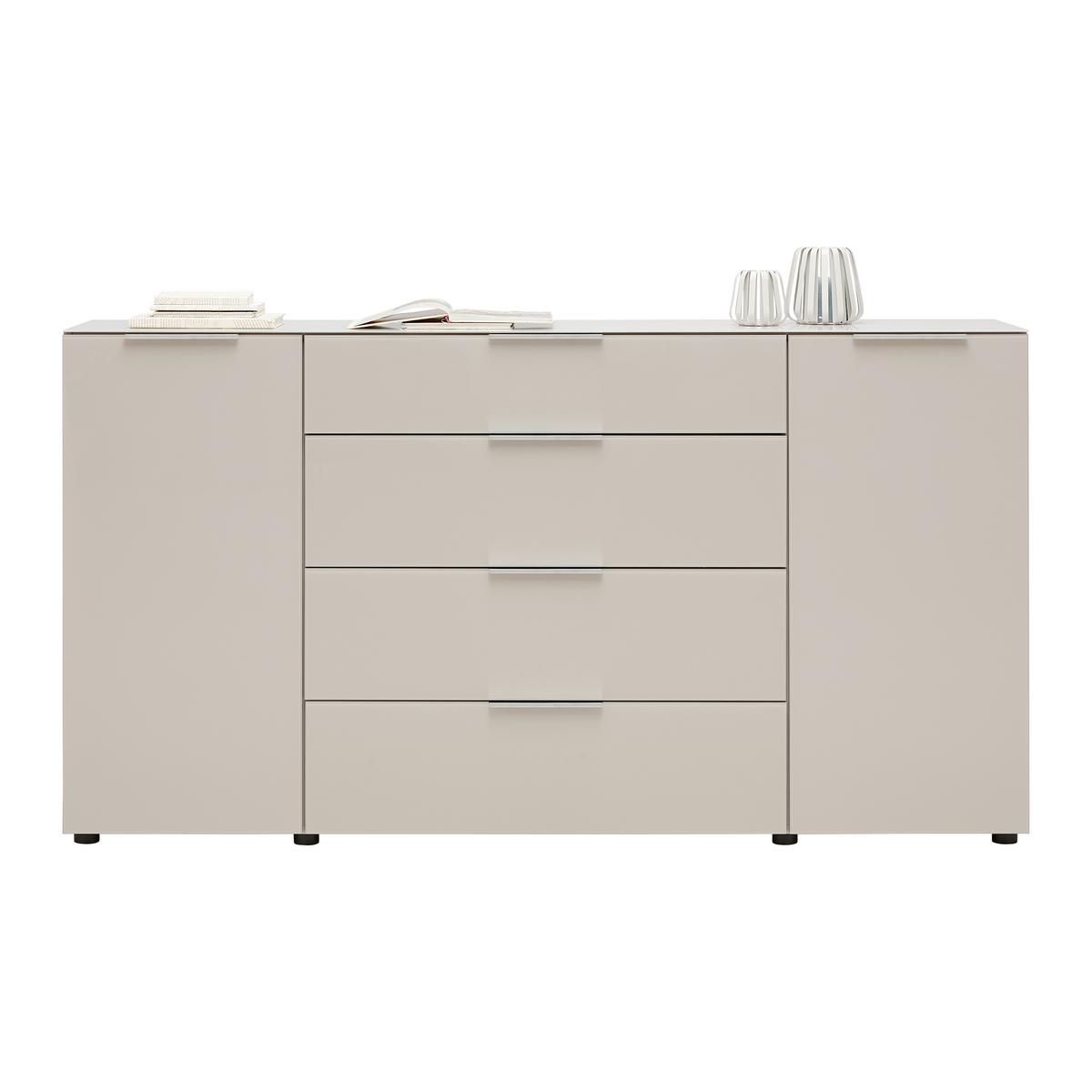 Sideboard Siena Kaschmirfarben - couleur chromée/noir, Modern, métal/verre (180/99/40cm) - Mömax