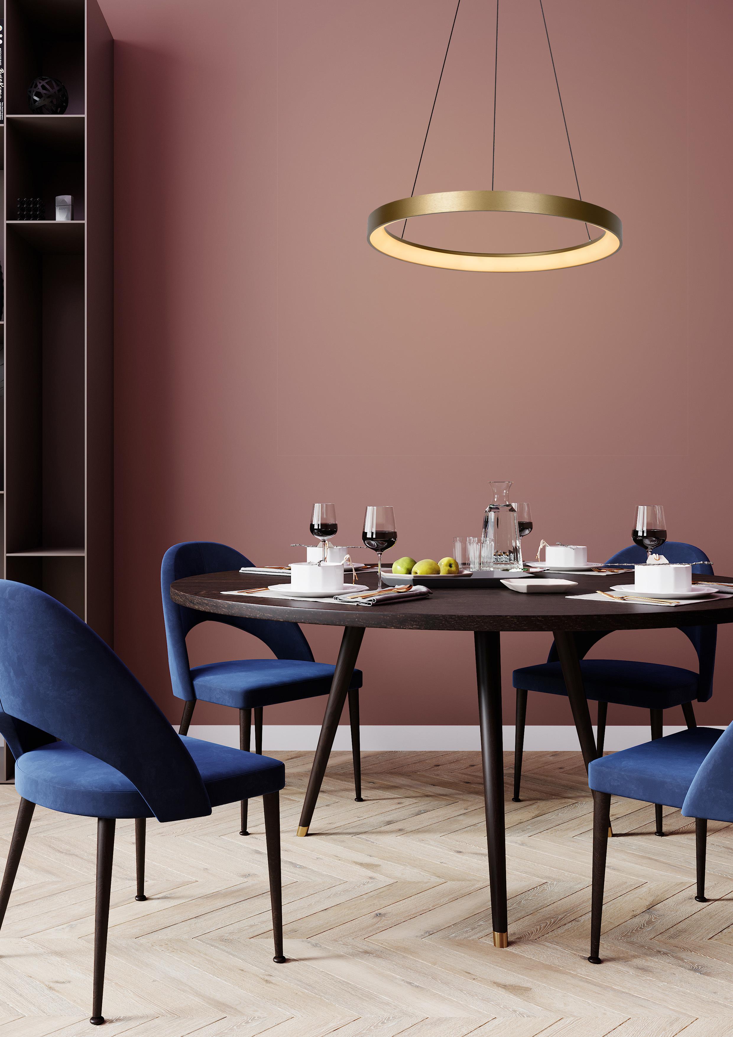 LAMPA WISZĄCA LED 46403/48/02 VIDAL - opal/mosiężny, Design, tworzywo sztuczne/metal (58/150cm) - Lucide