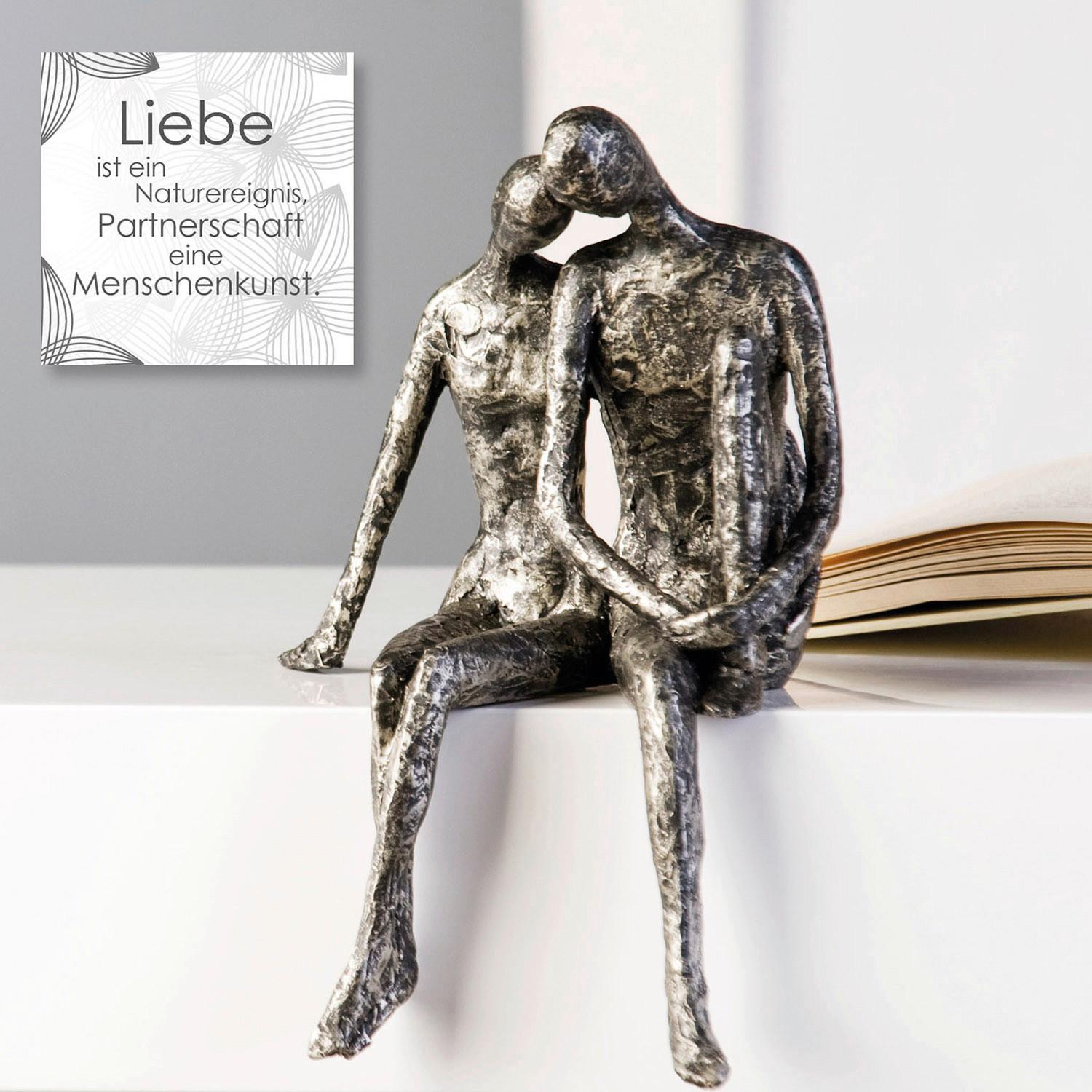 Skulptur Couple Silberfarben - Silberfarben, Basics, Kunststoff (18/25/12cm)