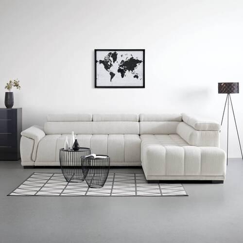 ECKSOFA GREMIO RECHTS - Grauweiss/Schwarz, Modern, Kunststoff/Textil (283/206cm) - Premium Living