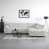 Ecksofa Gremio Rechts Grauweiß - Grauweiß/Schwarz, MODERN, Kunststoff/Textil (283-206/77-100/106cm) - Premium Living