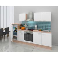 Küchenblock Economy mit Geräte Weiß/Eiche B: ca. 270 cm - Eichefarben/Weiß, Basics, Holzwerkstoff (270cm) - Respekta