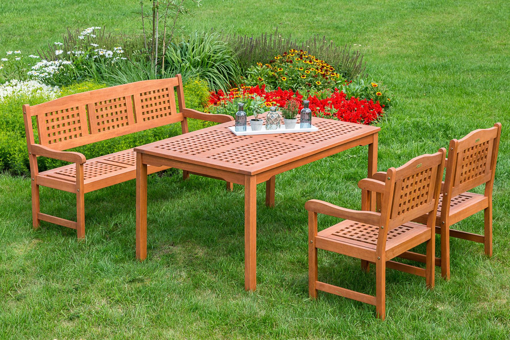 Gartentisch Lima Eukalyptus Natur ca. 150x74x90cm - Naturfarben, Basics, Holz (150/90/74cm) - Gardenson