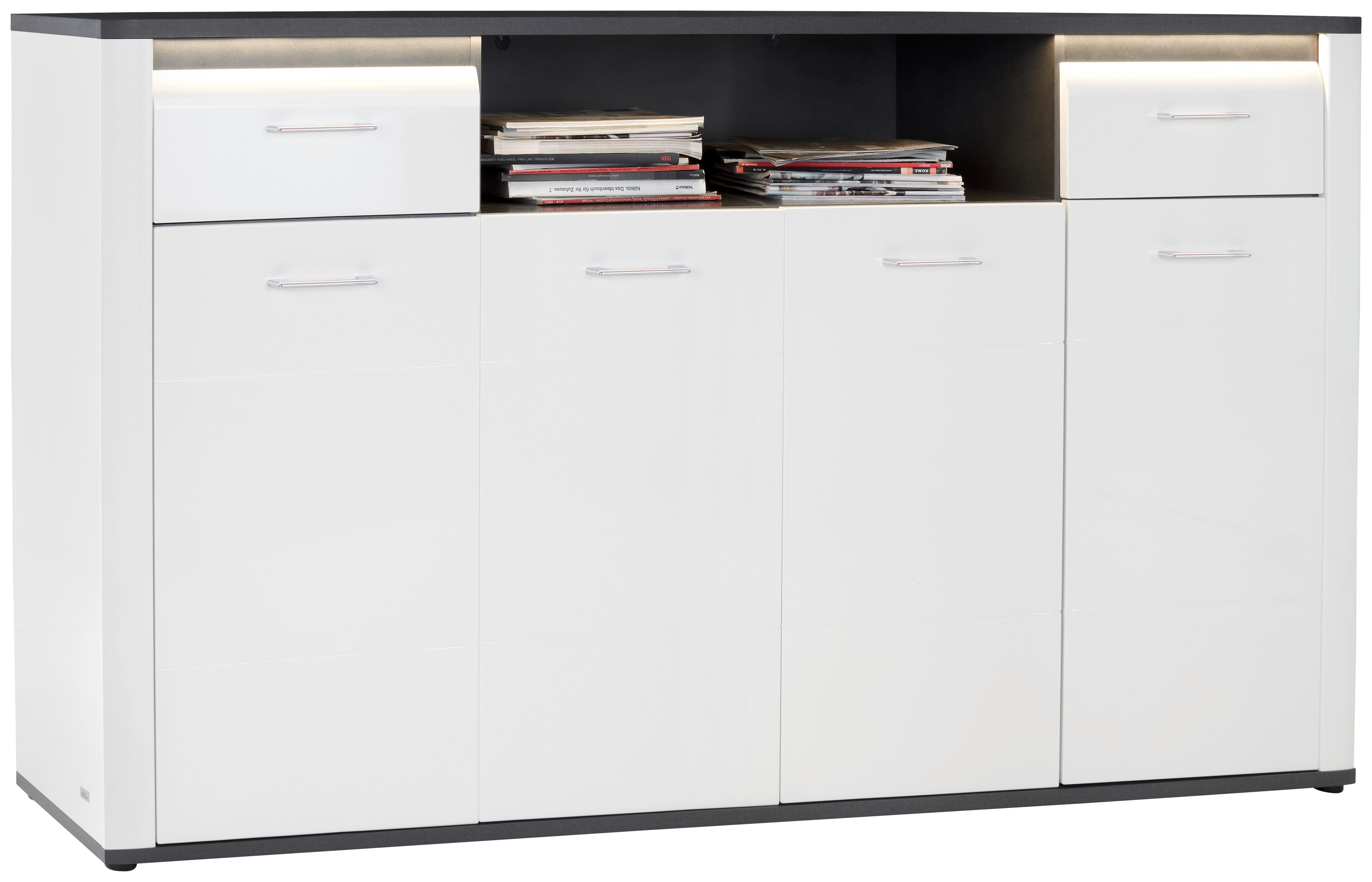 Comodă înaltă Alassio - alb/grafit, Modern, material pe bază de lemn (203,6/104/40,5cm) - Mömax