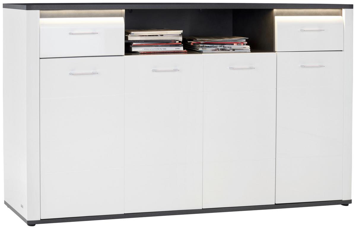 Comodă înaltă Alassio - alb/grafit, Modern, material pe bază de lemn (203,6/104/40,5cm) - Mömax