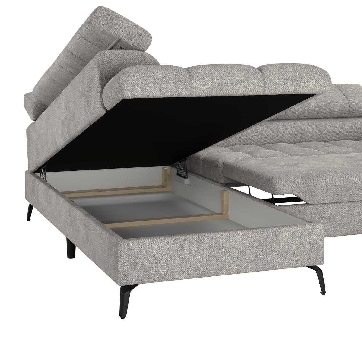 Kutna Garnitura Volf - svijetlo siva/crna, Trend, tekstil/metal (203/261cm) - Modern Living