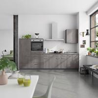 Küchenblock Riva Low m. Geräten Schieferfarben - Schieferfarben/Edelstahlfarben, MODERN, Holzwerkstoff/Metall (300cm) - Nobilia