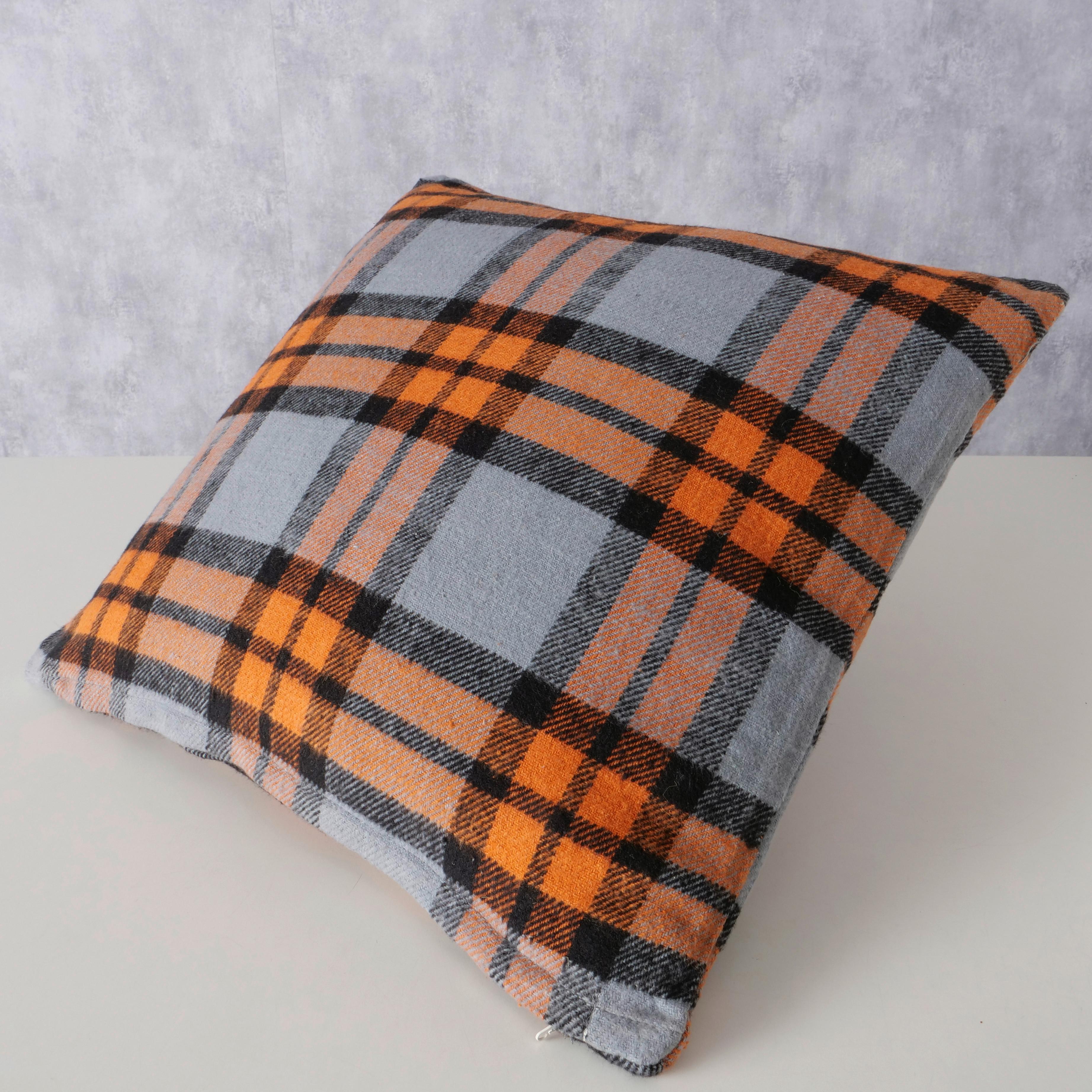 Zierkissen Karo Grau/Orange ca. 45x45cm - Orange/Grau, ROMANTIK / LANDHAUS, Textil (45/45cm)