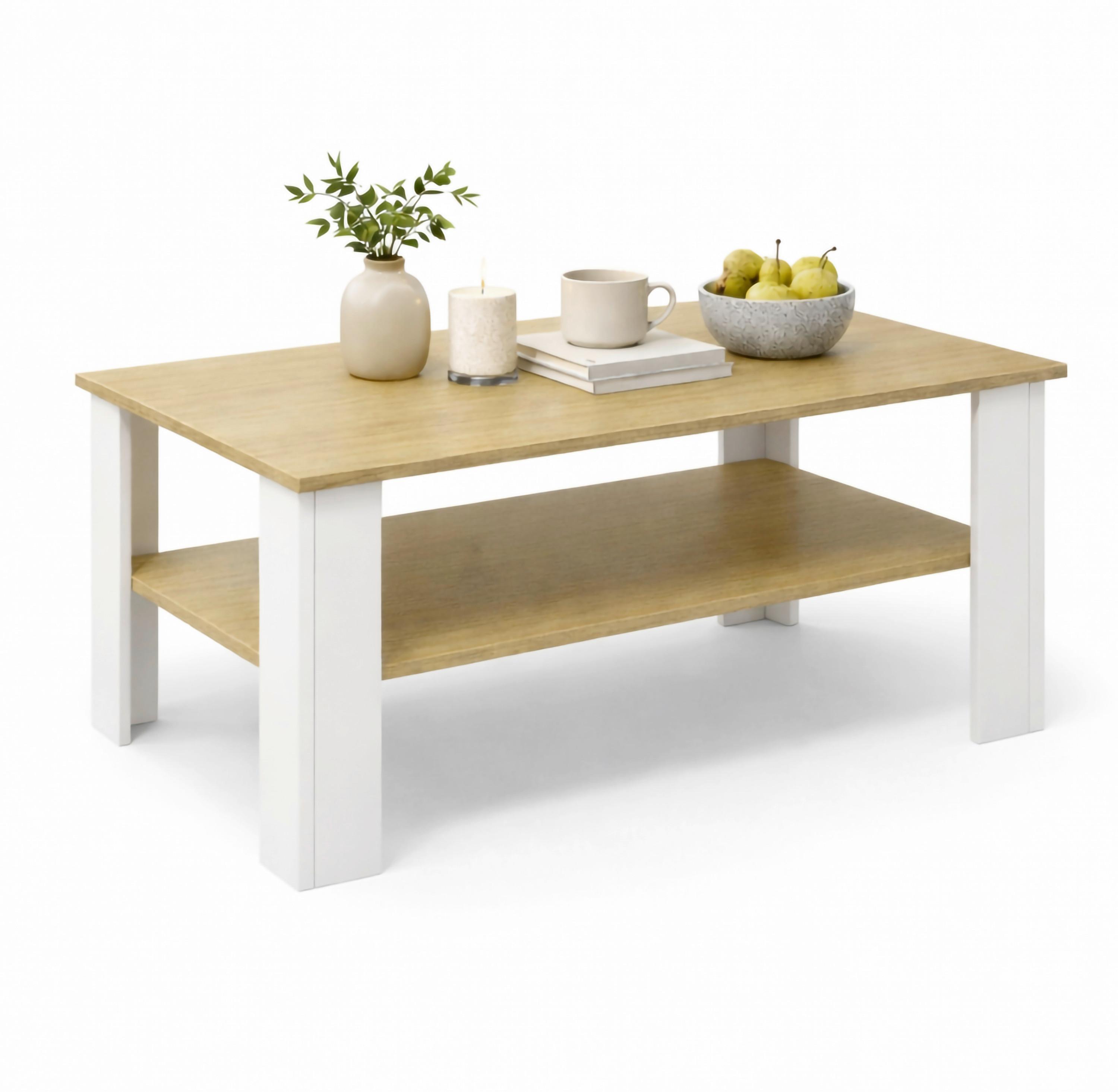 Couchtisch Disalo - Honigeiche/Weiss, Design, Holzwerkstoff (100/55/44cm) - Livetastic
