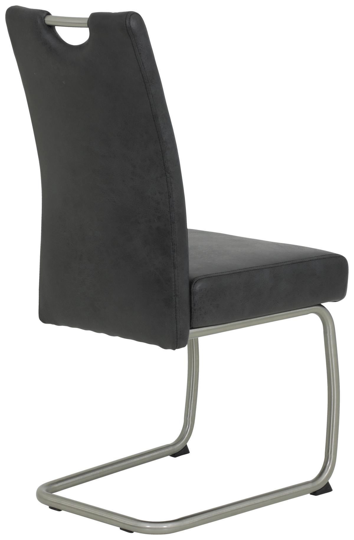 Schwingstuhl Sophia Anthrazit gepolstert mit Griff 4er-Set - Edelstahlfarben/Anthrazit, MODERN, Textil/Metall (43/99/58cm) - MID.YOU