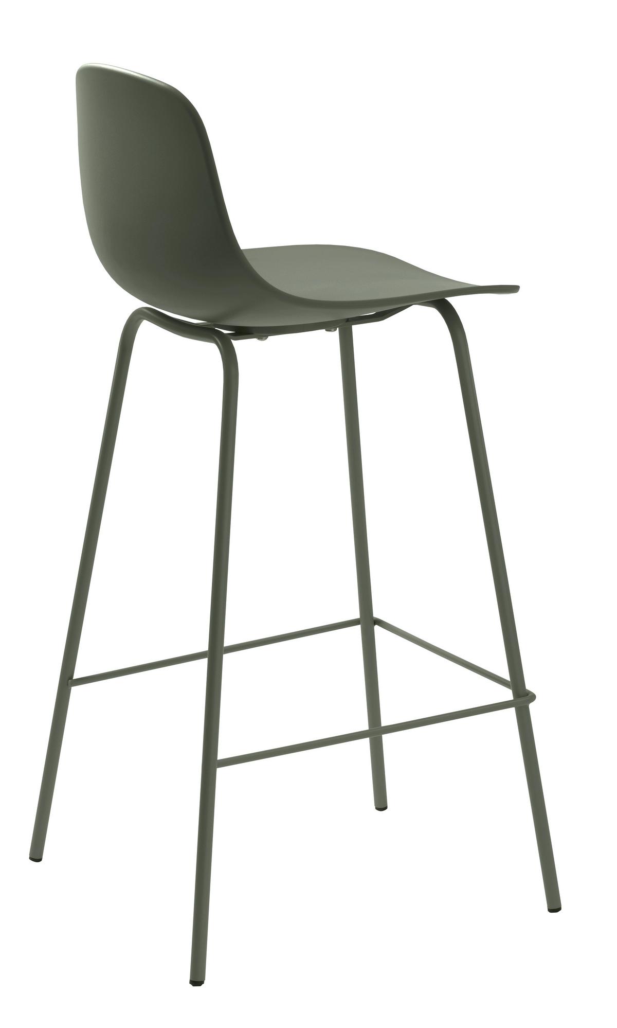 STOŁEK BAROWY WHTBIY - oliwkowa zieleń, Design, tworzywo sztuczne/metal (41/93/48cm) - Boxxx