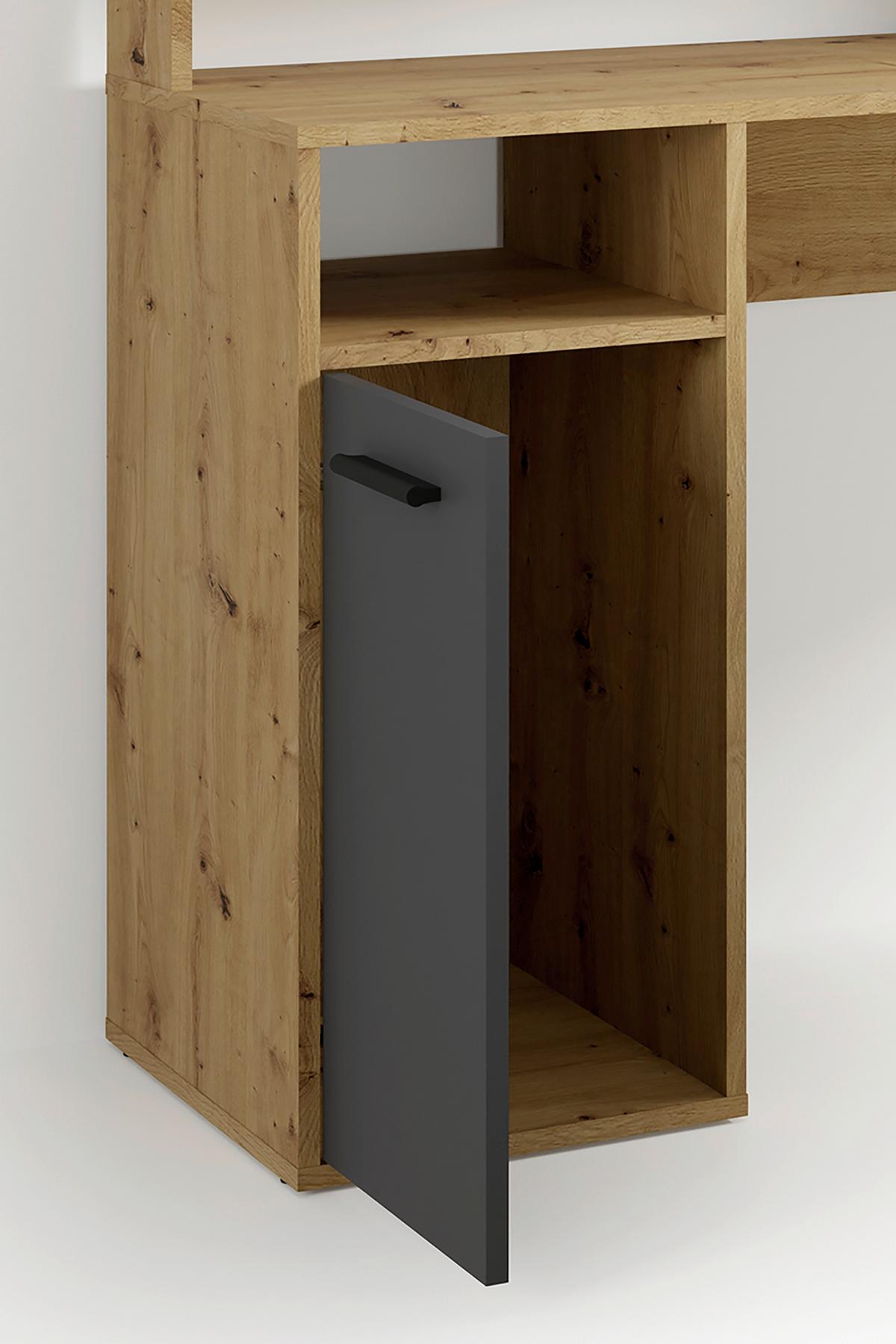 SCHREIBTISCH FOX - Anthrazit/Eiche Artisan, MODERN, Holzwerkstoff/Kunststoff (139/139/90,8cm) - MID.YOU