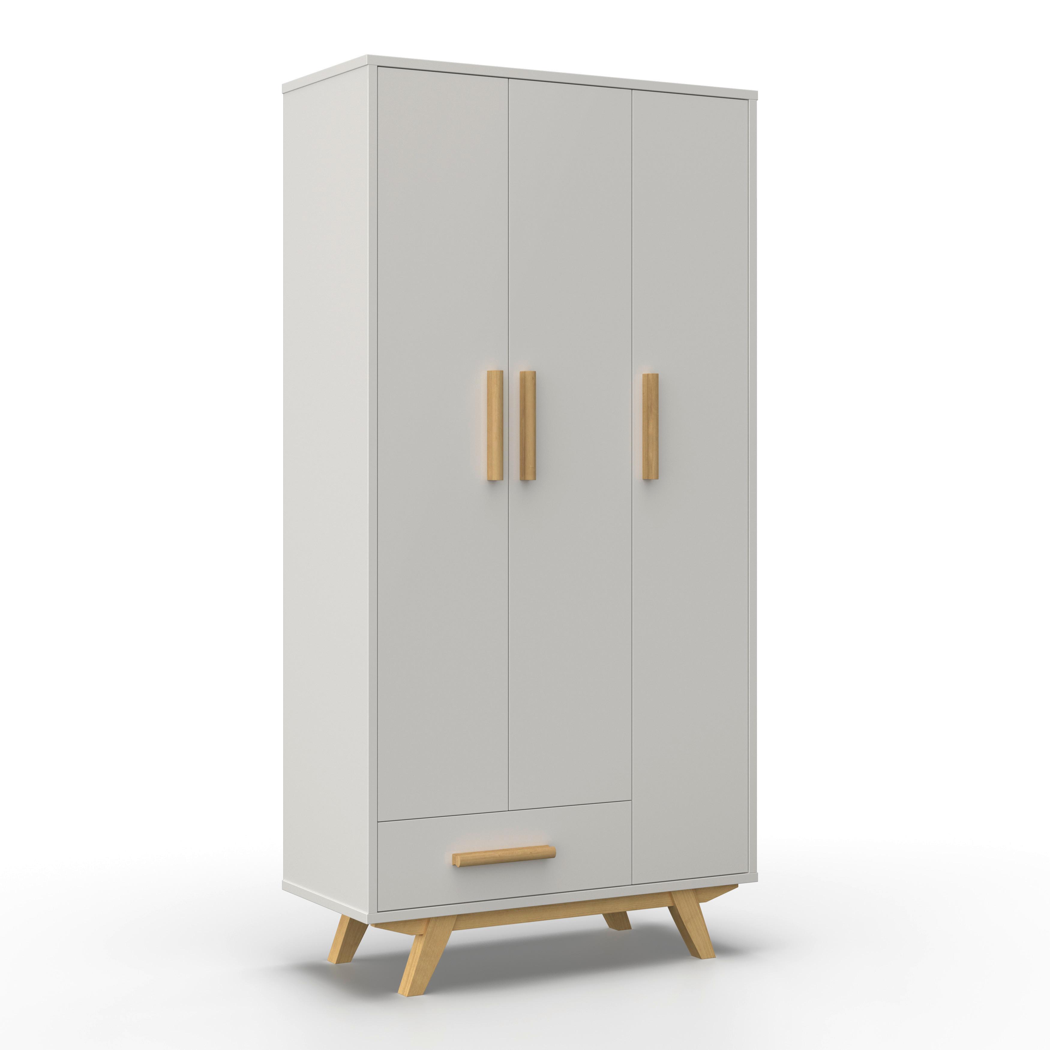 Omara Za Oblačila Milan, Bela, Naravna Barva - bela/ekru, Moderno, leseni material/les (90/180/40cm) - Bessagi Home