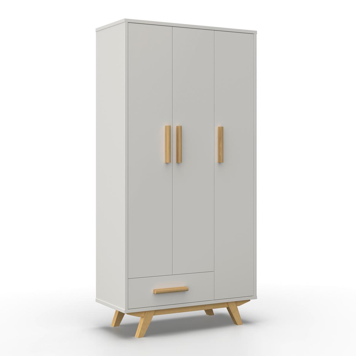 Drehtürenschrank Milan Weiß ca. 90x180x40 cm - Ecru/Weiss, Modern, Holz/Holzwerkstoff (90/180/40cm) - Bessagi Home