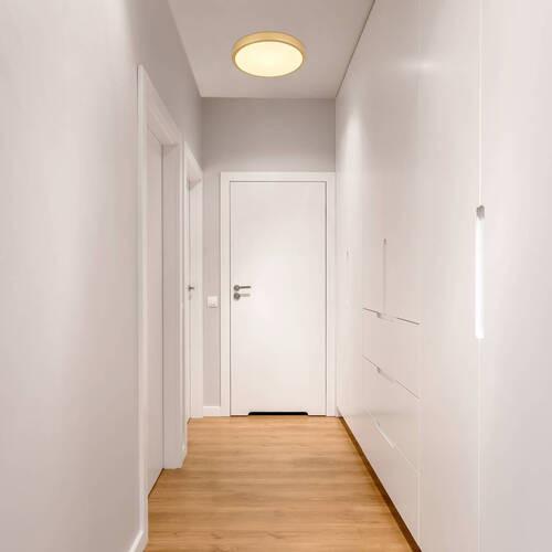 LED-Deckenleuchte Tibey Opal/Messingfarben max.15 Watt - Messingfarben/Opal, KONVENTIONELL, Kunststoff/Metall (25/3cm) - Globo