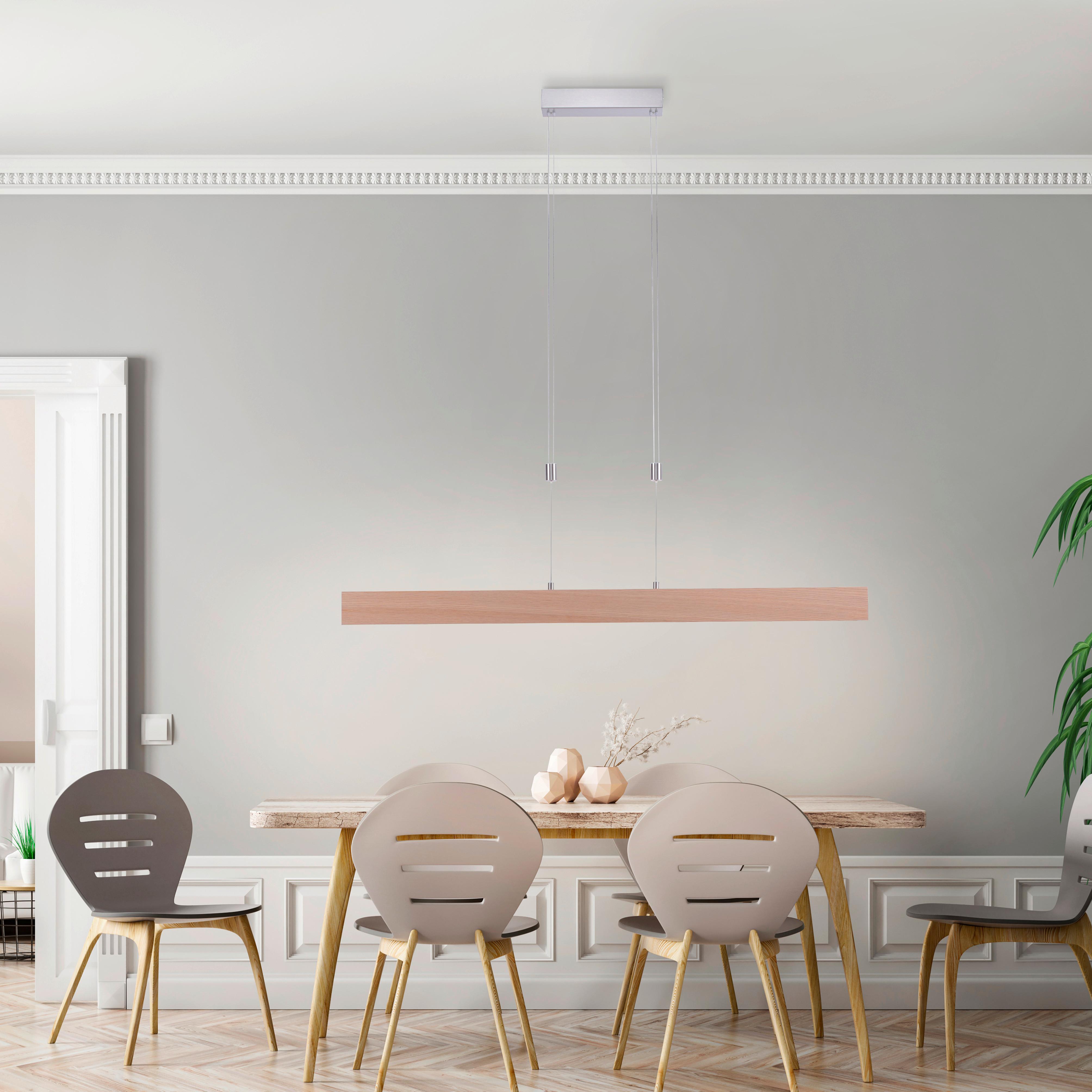 LAMPA WISZĄCA LED AMANDA - kolor aluminiowy, Design, tworzywo sztuczne/metal (110/5/160cm)
