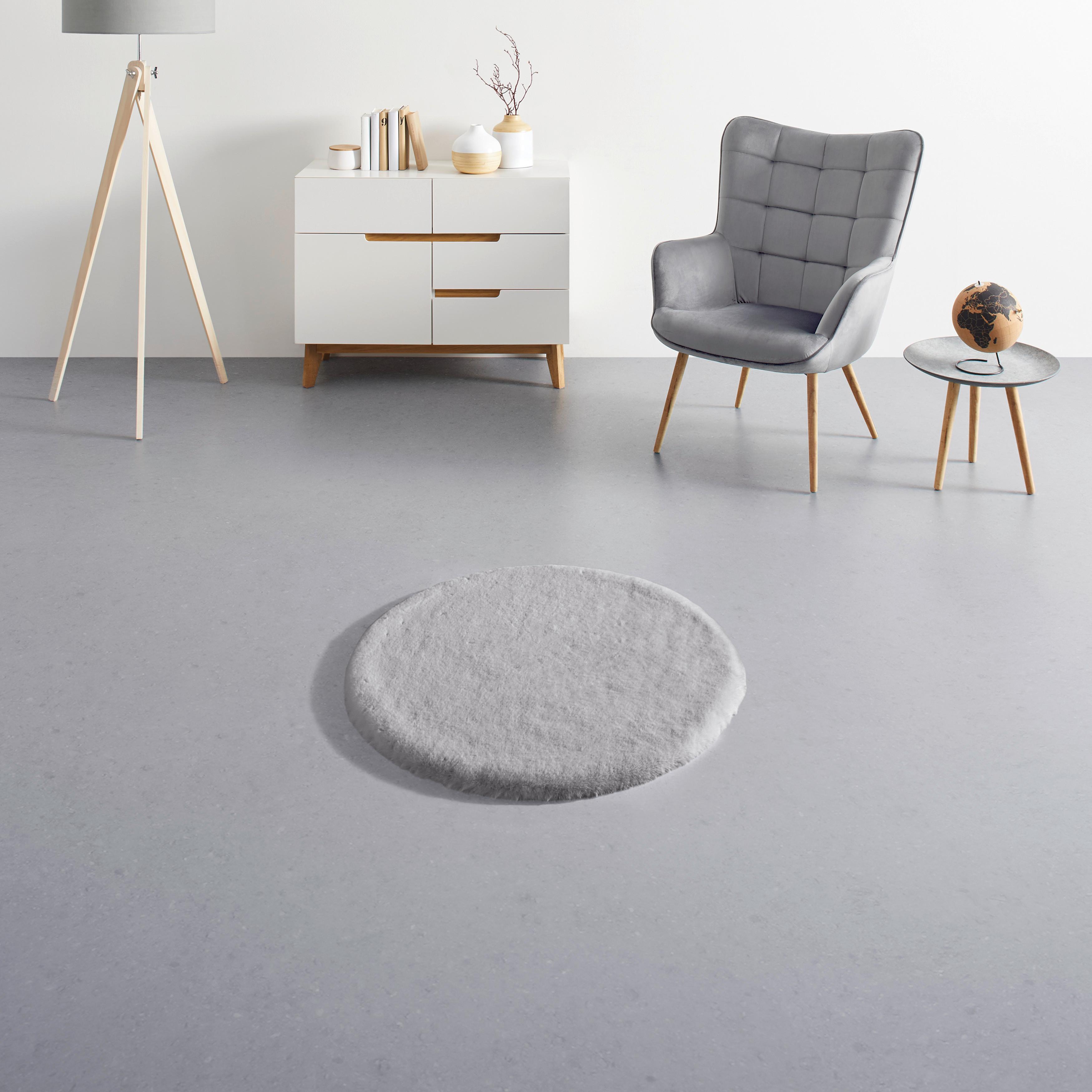 Kunstfell Nico 3 in Grau Ø ca. 80 cm - Grau, KONVENTIONELL, Fell (80cm) - Mömax