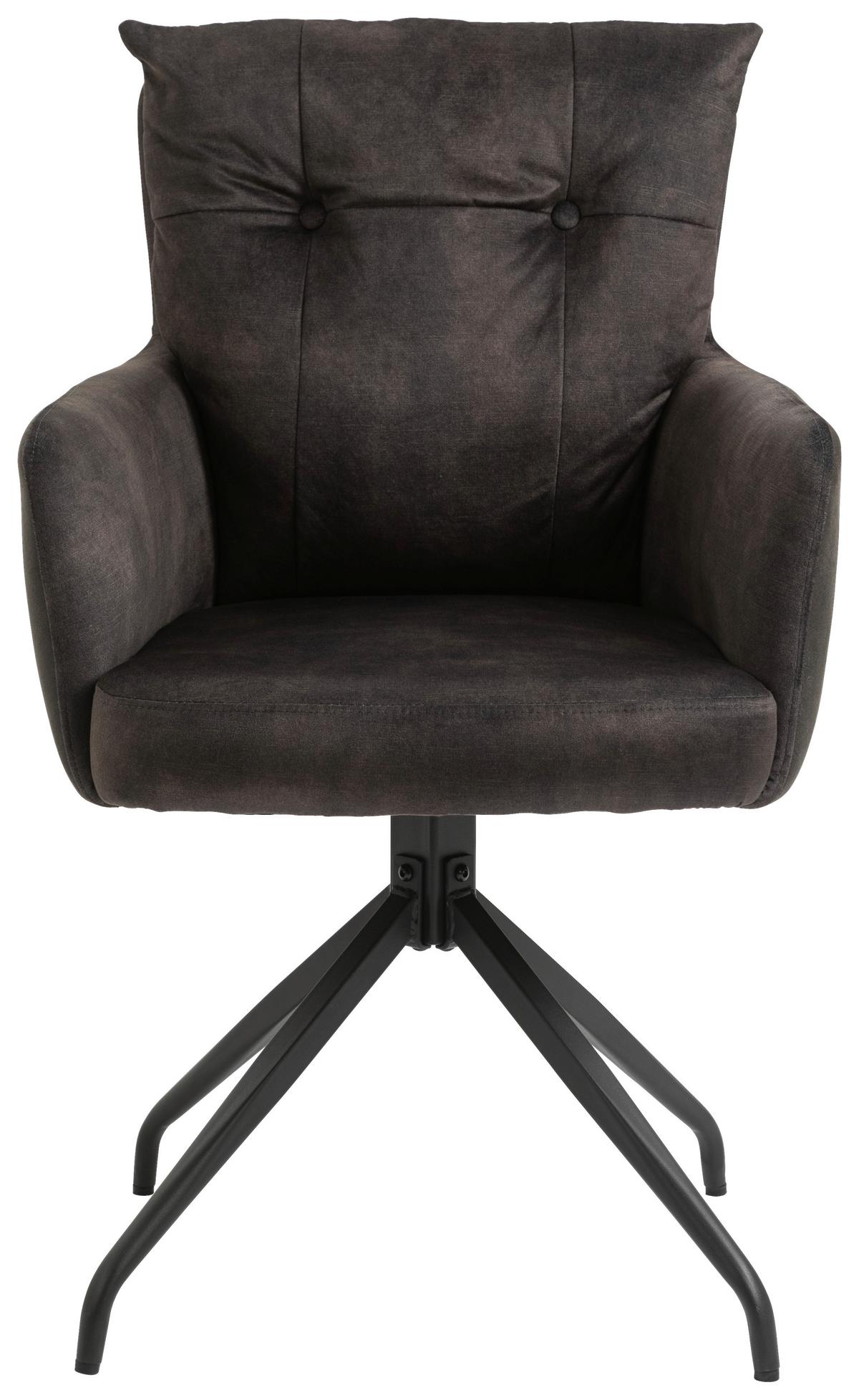 KRZESŁO Z PODŁOKIETNIKAMI MARK - czarny/ciemnobrązowy, Design, metal/tkanina (60/92/67cm) - Livetastic