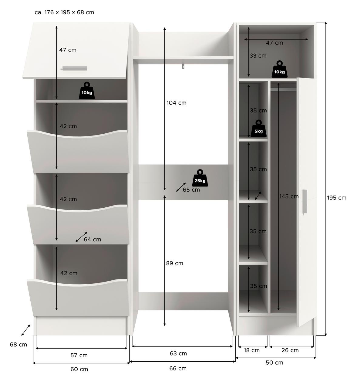 Hauswirtschaftsraum Free Weiß - Weiß, Basics, Holzwerkstoff (166/195/62cm) - MID.YOU