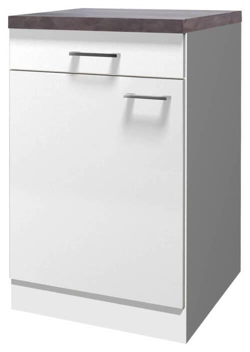 SZAFKA KUCHENNA DOLNA LUCCA US 50 - biały/kolor aluminiowy, Konventionell, materiał drewnopochodny/tworzywo sztuczne (50/85/60cm) - FlexWell