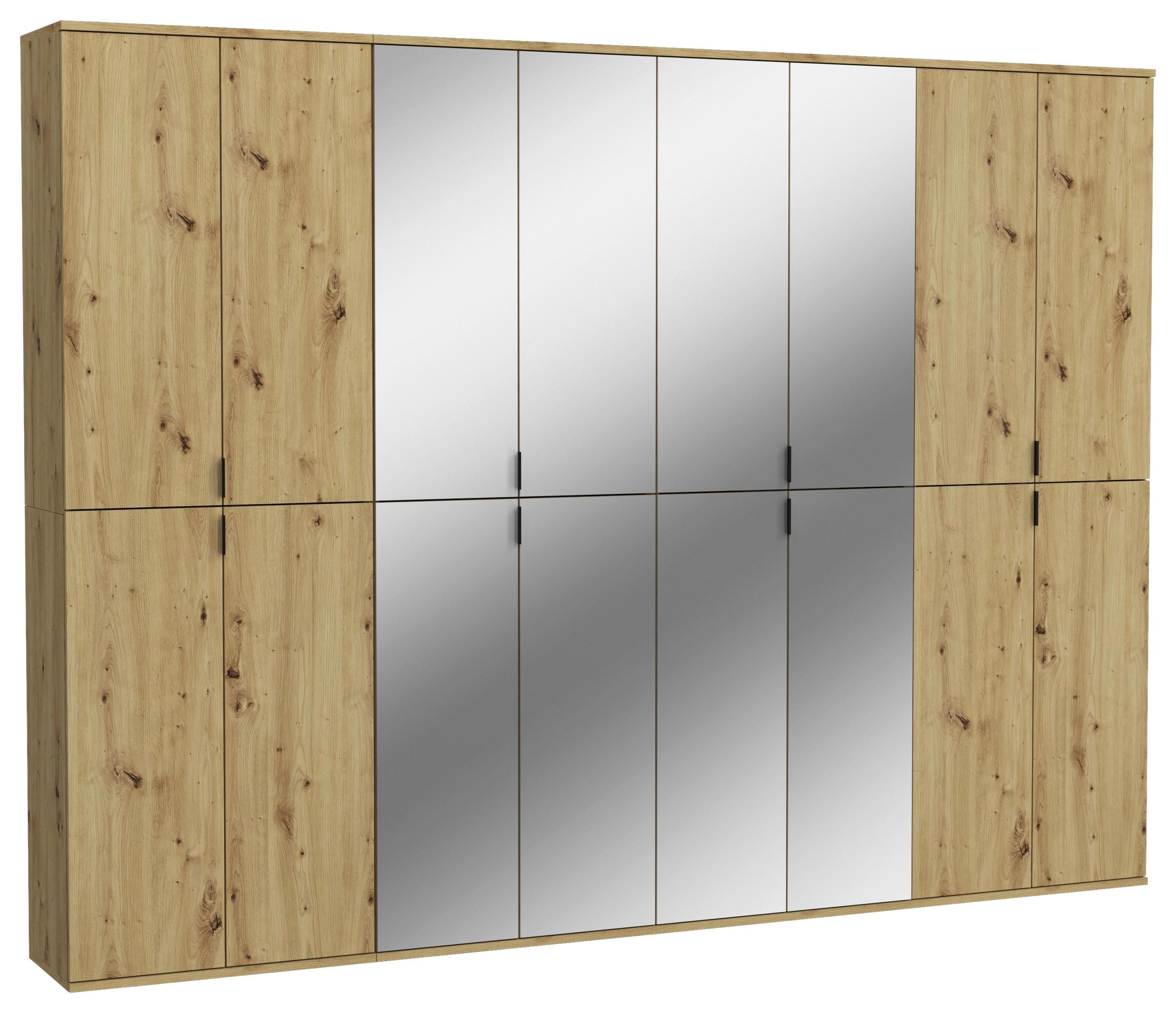 Garderobenschrank Projekt X ca. 244x193 cm Artisan Eiche - Schwarz, KONVENTIONELL, Glas/Holzwerkstoff (244/193/34cm) - MID.YOU