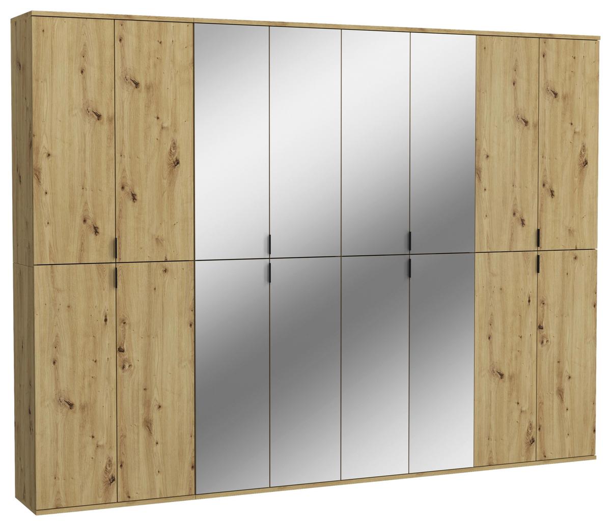 Garderobenschrank Projekt X ca. 244x193 cm Artisan Eiche - Schwarz, KONVENTIONELL, Glas/Holzwerkstoff (244/193/34cm) - MID.YOU