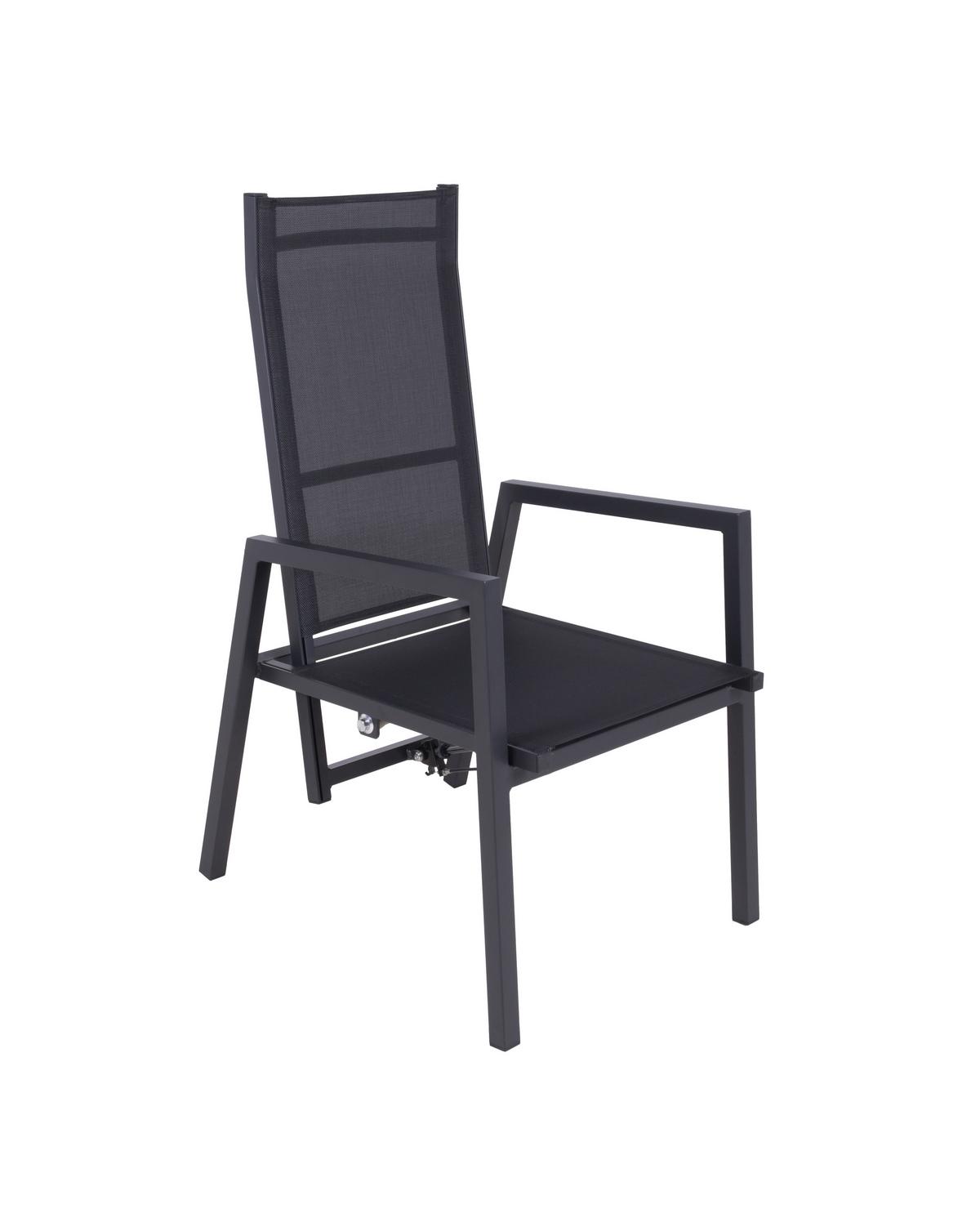 Gartenstuhl Sintra Grau/Schwarz m. Relaxfunktion - Schwarz/Grau, Basics, Kunststoff/Textil (55/103/65cm) - Gardenson