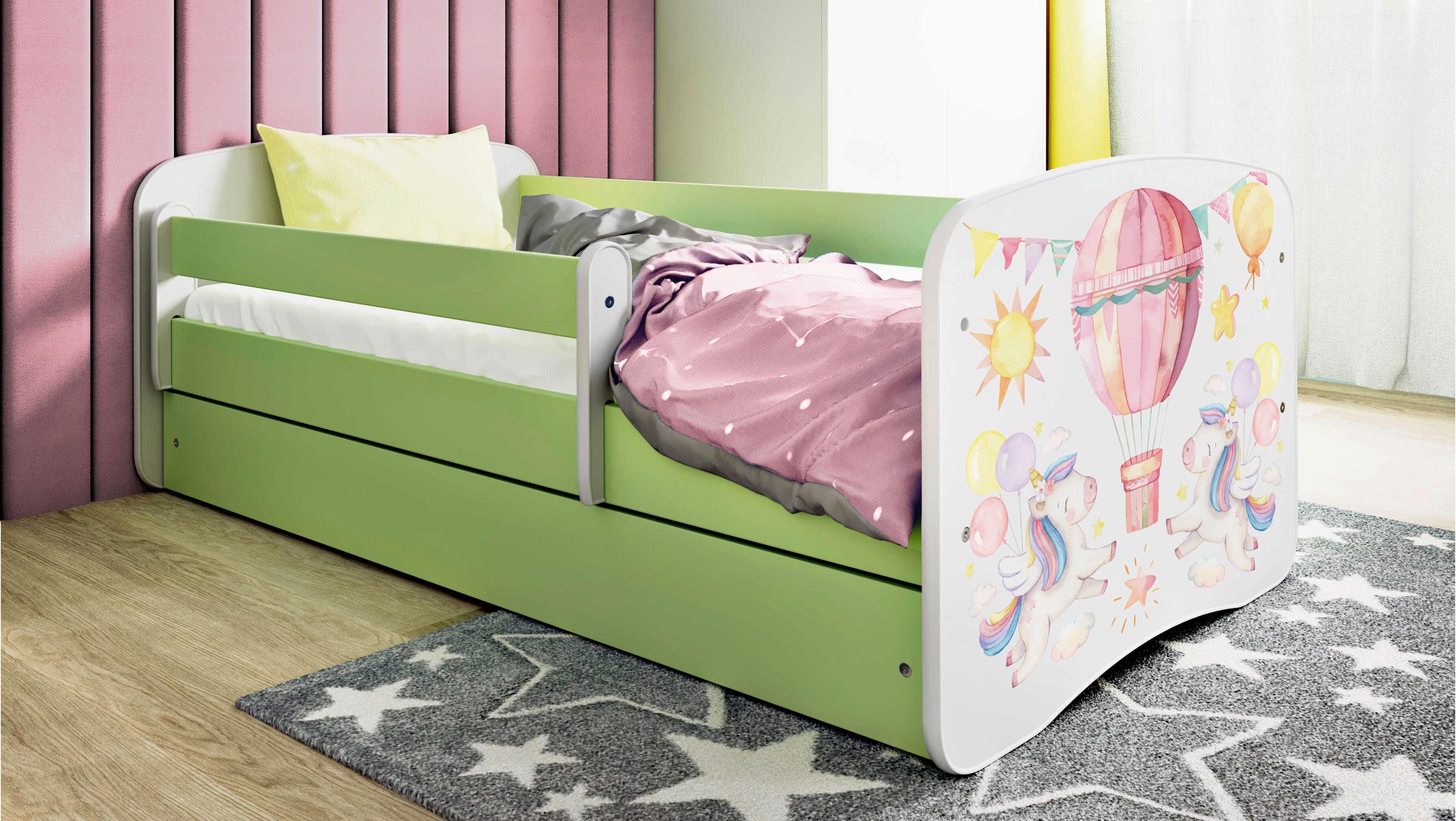 Otroška Postelja Babydreams, Bela, Zelena, 80x160cm - zelena/bela, Moderno, tekstil/leseni material (80/160cm) - MID.YOU