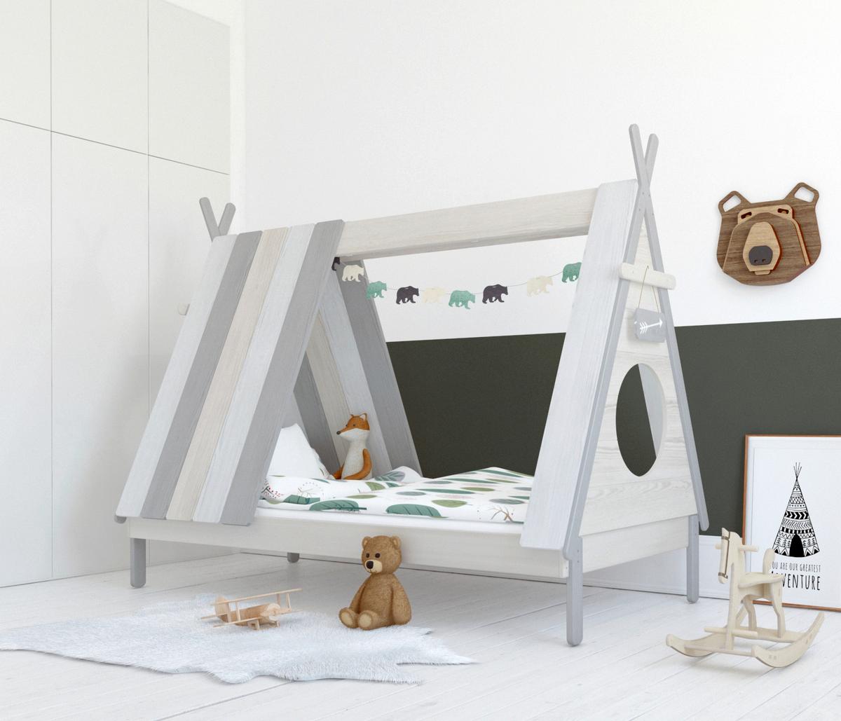 Hausbett ca. 90x200 cm Grau/Weiß - Weiß/Grau, Design, Holz/Holzwerkstoff (90/200cm) - Livetastic
