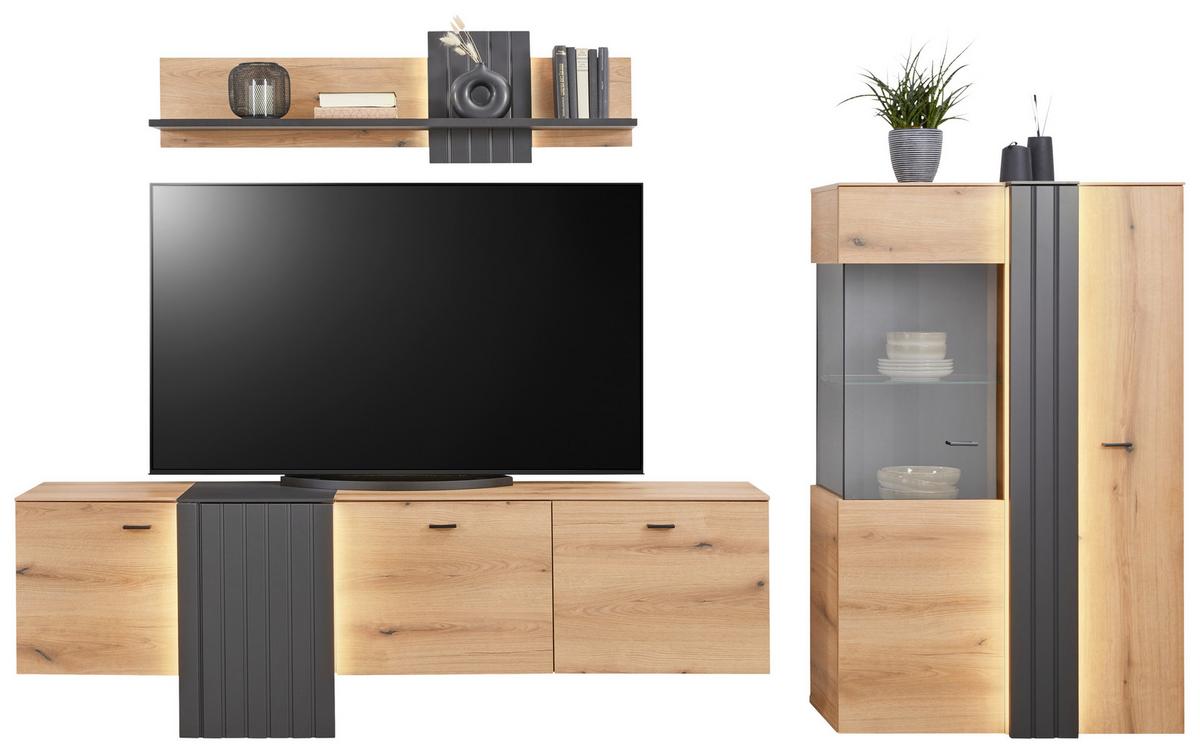 TV-Element in Eiche/Grau - Modern, Holzwerkstoff/Kunststoff (207,8/66/44,8cm) - Mömax