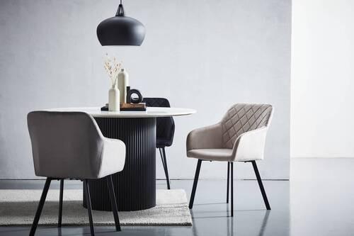KRZESŁO Z PODŁOKIETNIKAMI LUCY - czarny/taupe, Modern, metal/drewno (54/87/64cm) - Livetastic
