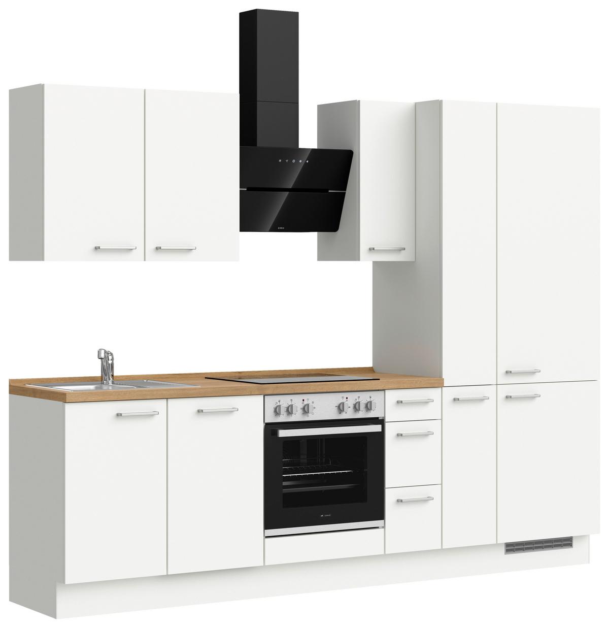 Küchenleerblock Touch High o. Geräte Weiß - Edelstahlfarben/Eichefarben, MODERN, Holzwerkstoff/Metall (270cm) - Nobilia