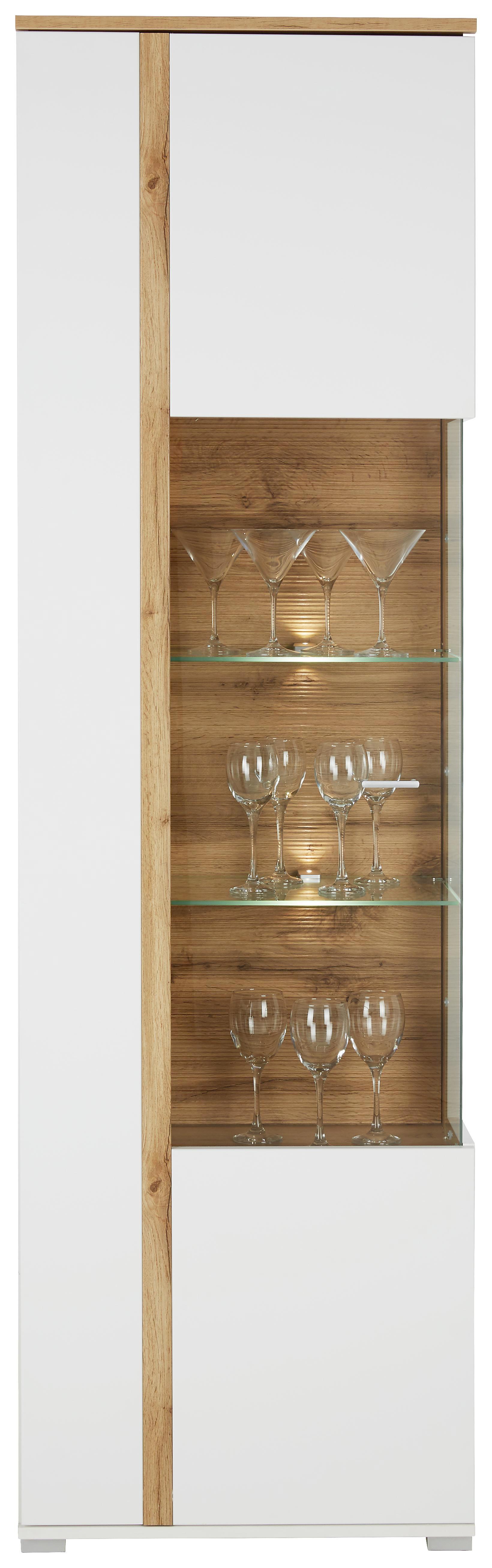 Vitrine in Eichefarben - Chromfarben/Eichefarben, MODERN, Holzwerkstoff/Metall (60/201/37cm) - Modern Living