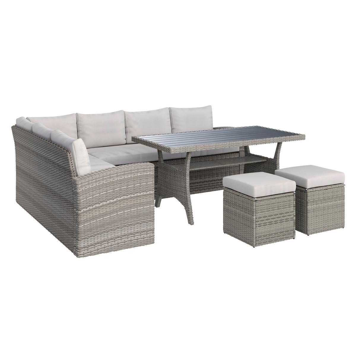 Kerti Garnitúra Alex Left - világosszürke/szürke, Modern, műanyag/faalapú anyag (179/68/73cm) - Mömax