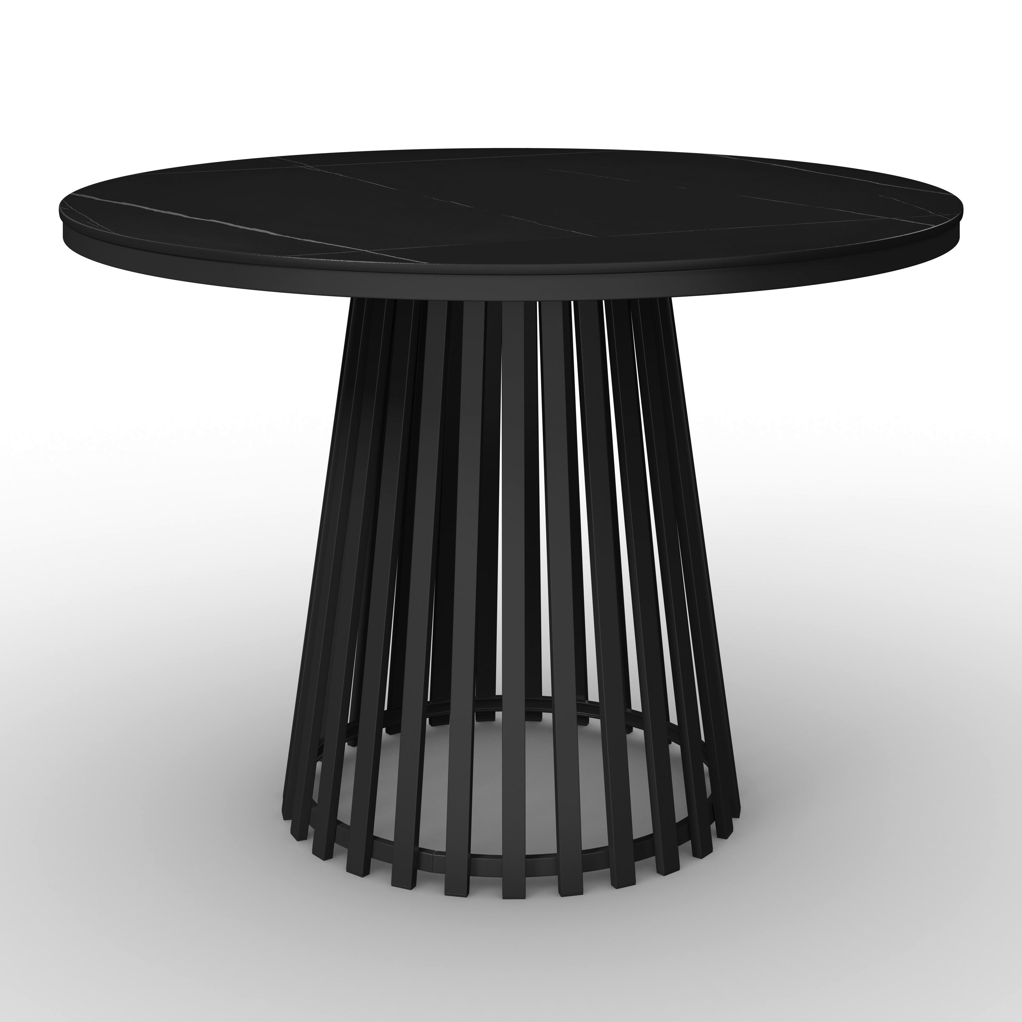 Esstisch rund Pela Schwarz MDF Ø ca. 110 cm - Schwarz, MODERN, Holzwerkstoff/Stein (110/75cm) - Bessagi Home