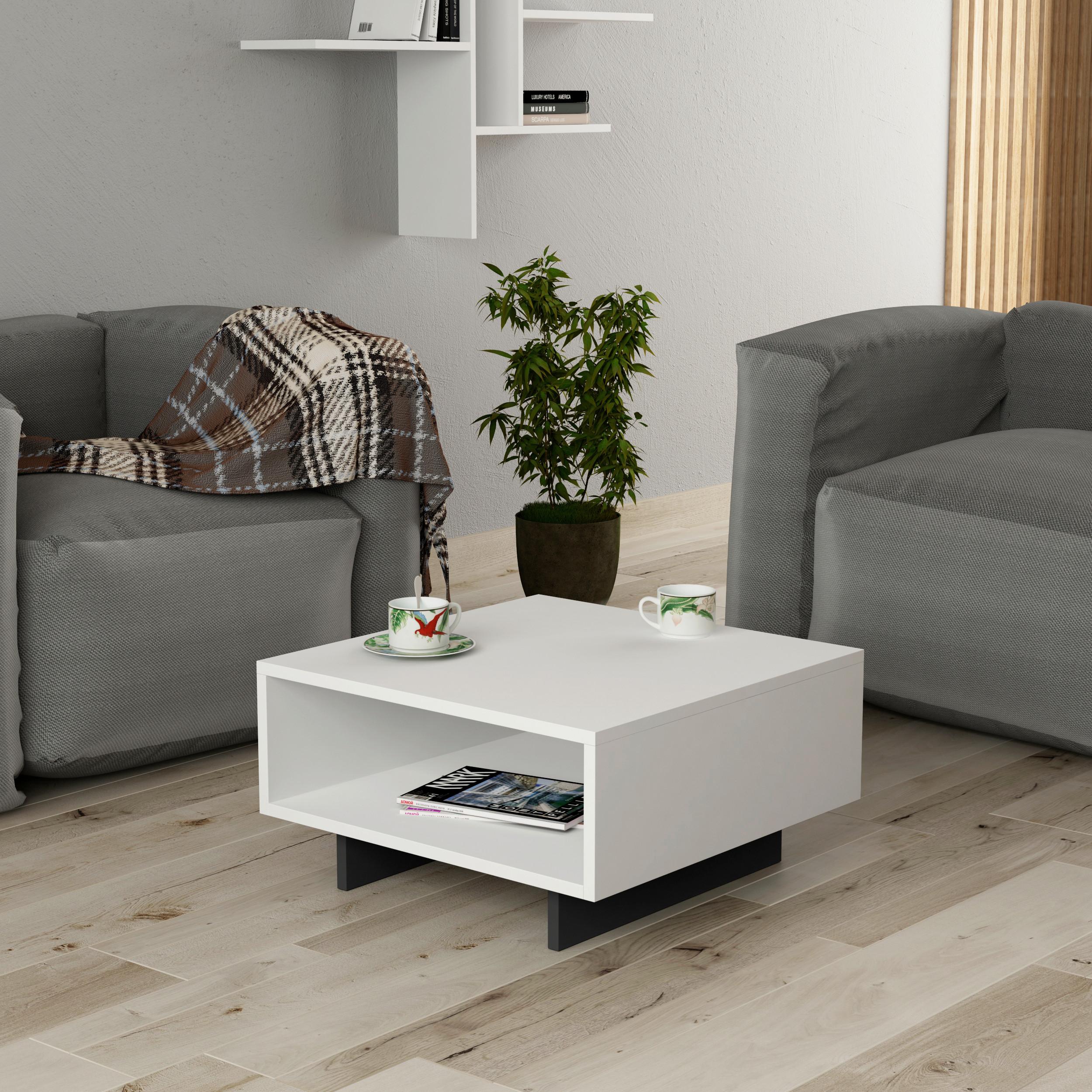 Couchtisch Hola ca. 60x32x60 cm Weiß/Anthr. - Anthrazit/Weiß, Design, Holzwerkstoff (60/32/60cm) - Livetastic