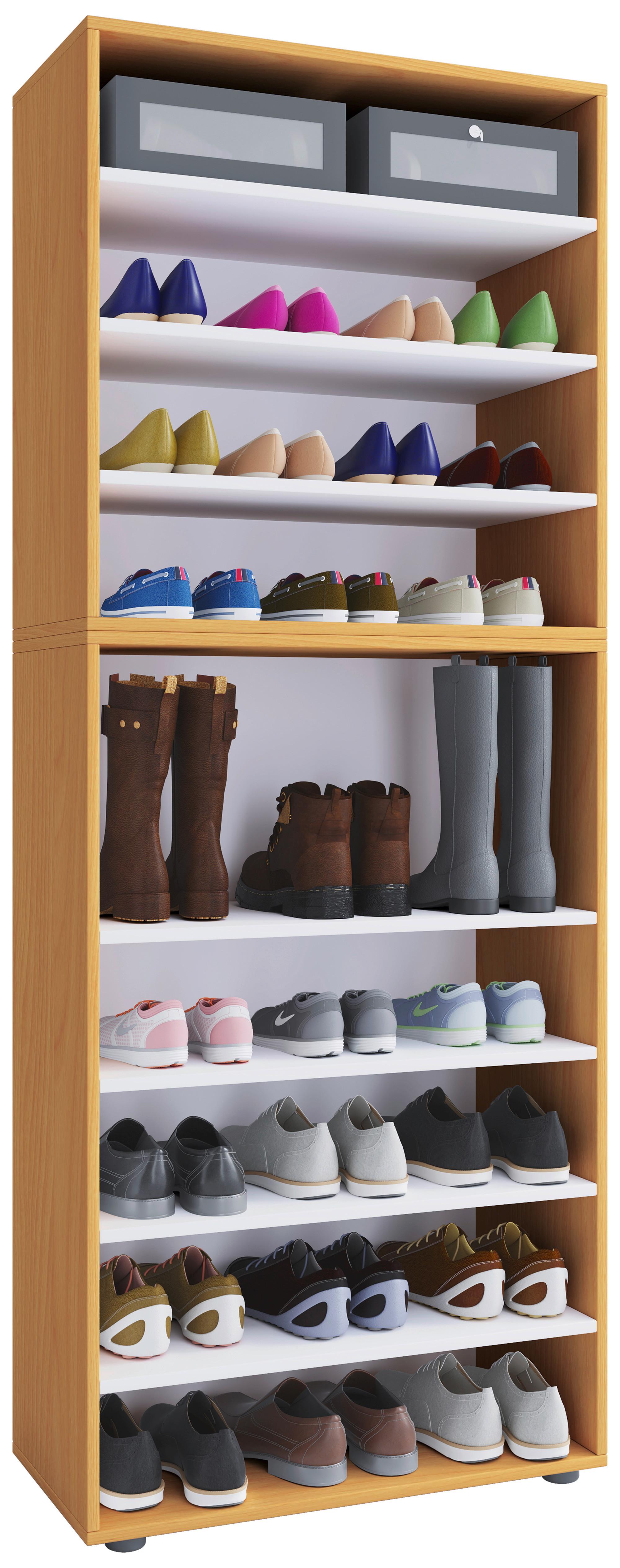 Schuhregal Lona XXL ca.70x183x37cm Buchefarben - Buchefarben/Schwarz, KONVENTIONELL, Holzwerkstoff/Kunststoff (70/183/37cm) - MID.YOU