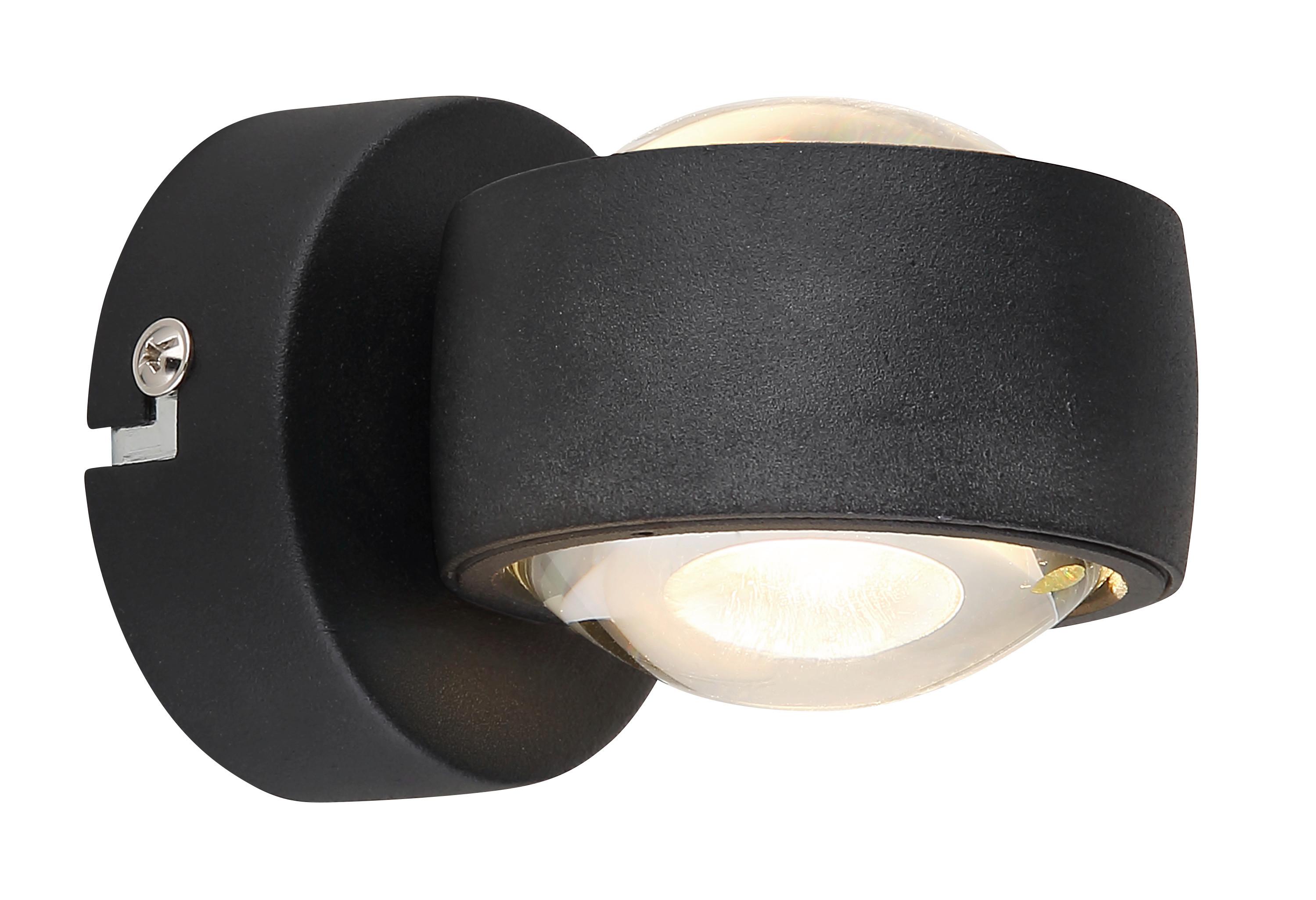 LED-Wandleuchte Randi Klar/Schwarz max. 7 Watt - Klar/Schwarz, Design, Glas/Metall (7,5/10/7cm) - Globo