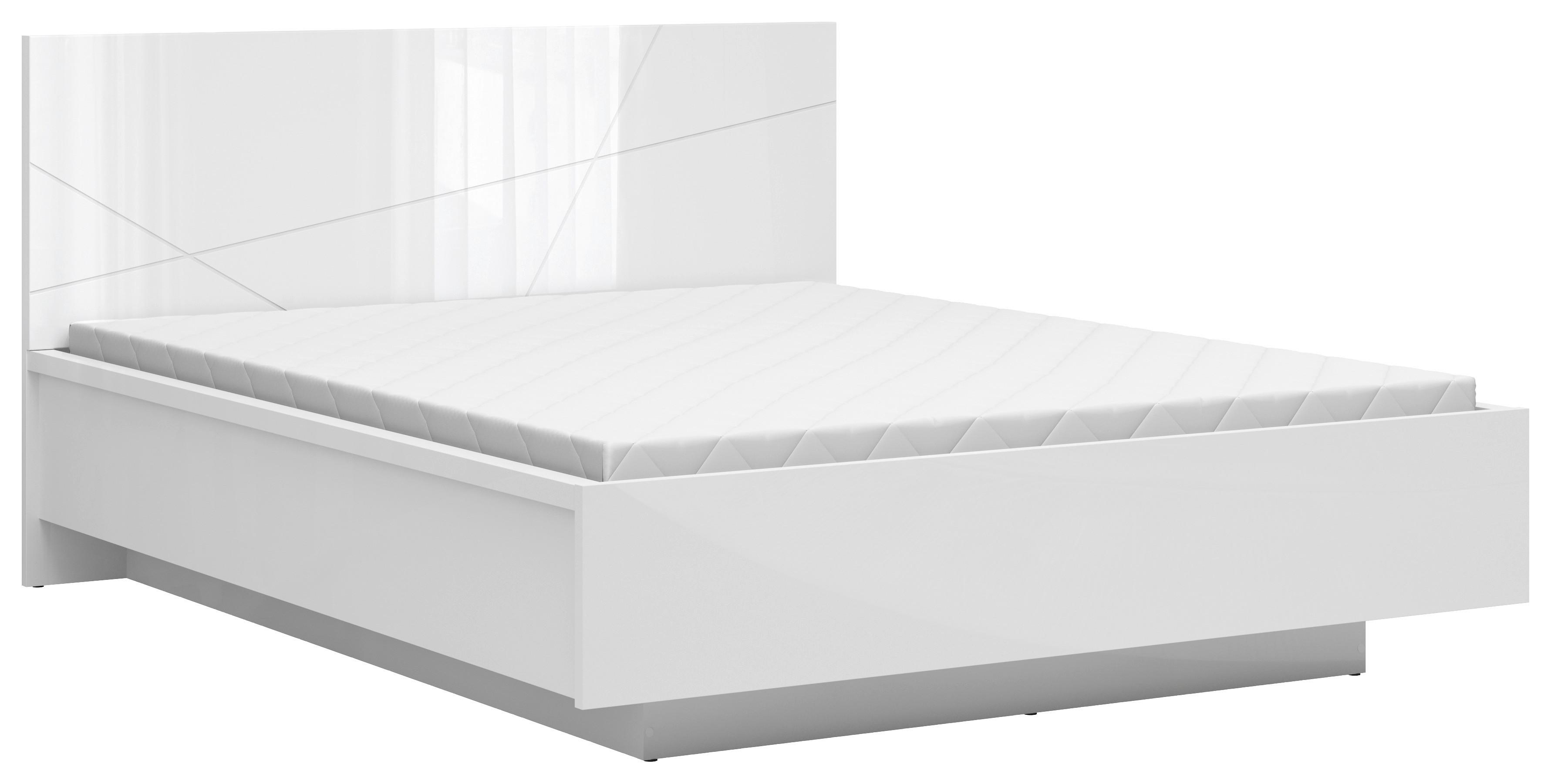 Bett Forn ca. 160x200 cm Weiß Hochglanz - Weiß Hochglanz, MODERN, Holzwerkstoff (160/200cm) - MID.YOU
