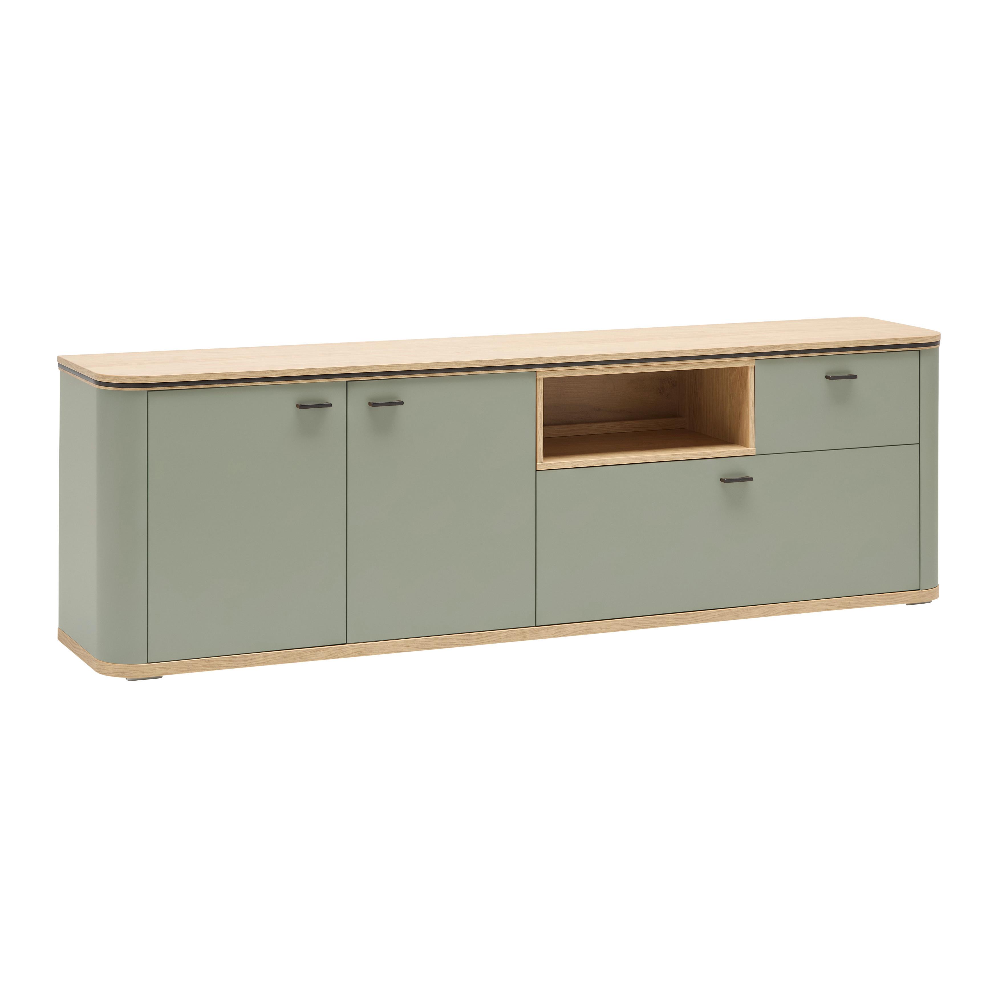 TV-Element Lagos Salbeigrün/Eiche Artisan - Salbeigrün/Anthrazit, Modern, Holzwerkstoff/Kunststoff (210/65/42,5cm) - Premium Living