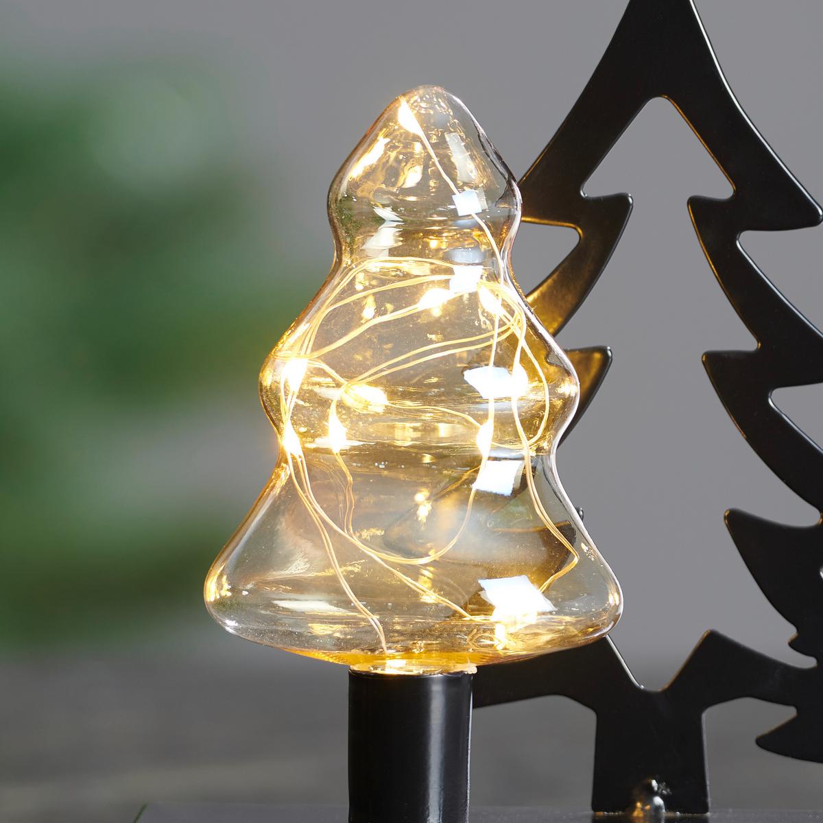 LED-Dekoleuchte Kirmlem in Schwarz aus Glas - Klar/Schwarz, Modern, Glas/Metall (15/6/15,5cm) - Premium Living