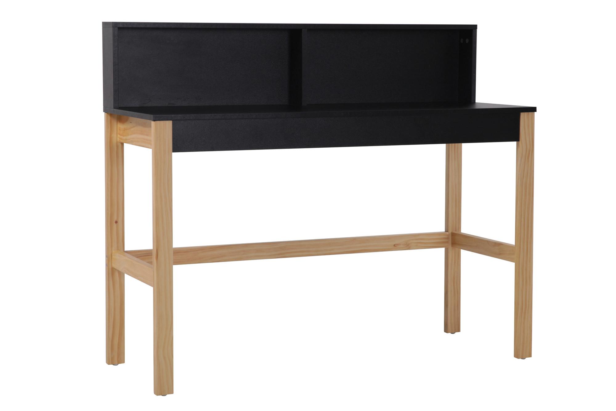 Schreibtisch inkl. Aufsatz Naturfarben/Schwarz - Schwarz/Naturfarben, Design, Holz/Holzwerkstoff (120/45/101cm) - Livetastic