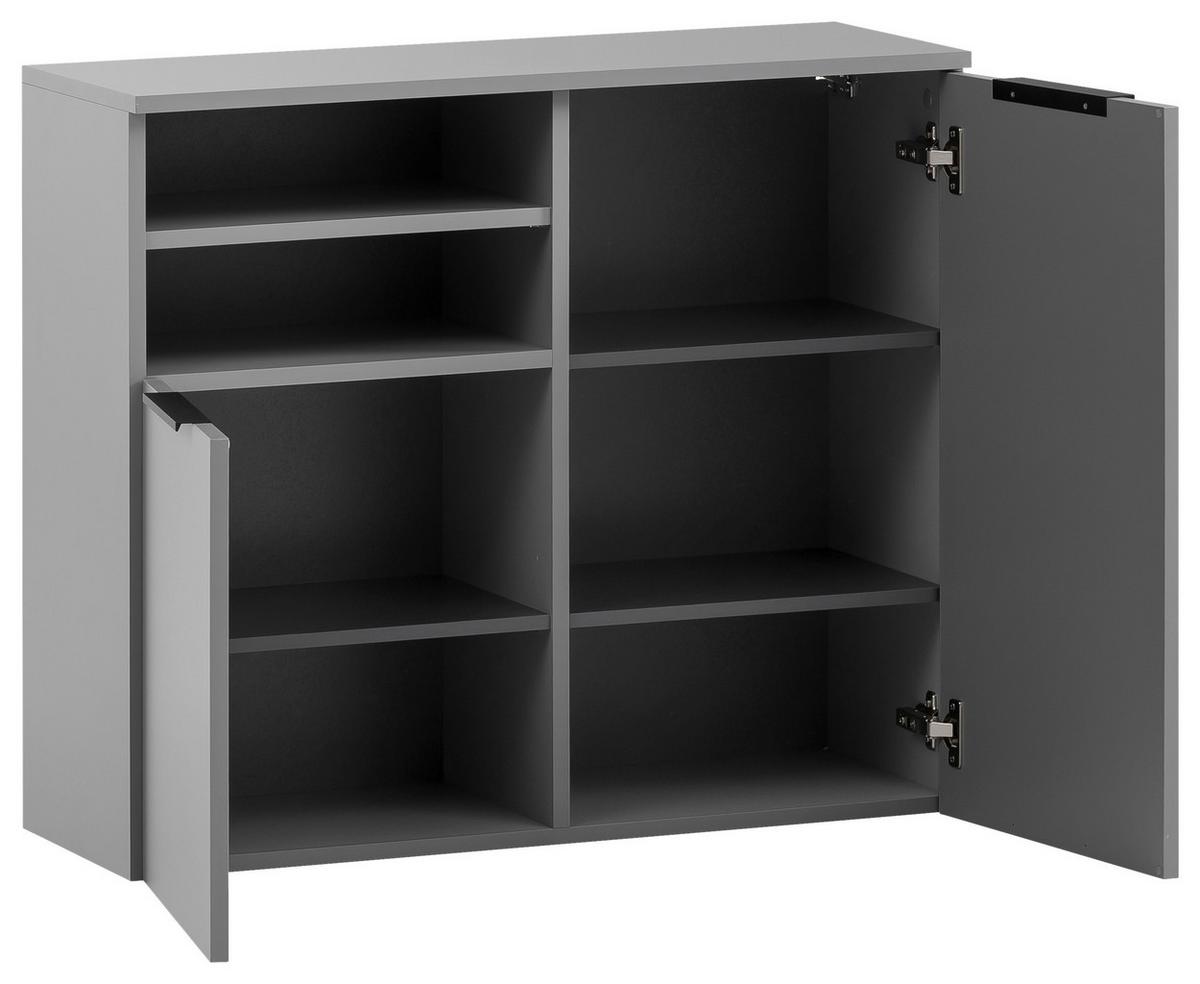 Hängeschrank Alessio Grau - Platinfarben/Schwarz, MODERN, Holzwerkstoff/Metall (80,4/70/32cm) - MID.YOU