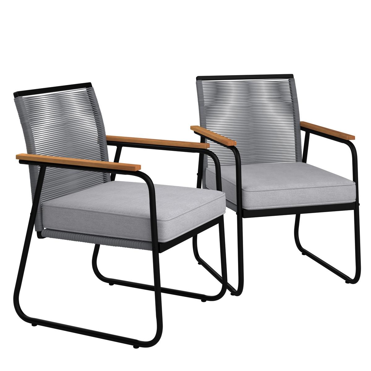 Kerti Karosszék Szett Párnával Momo 2db/szett - világosszürke/natúr színű, Modern, műanyag/textil (57/82/64cm) - Bessagi Garden